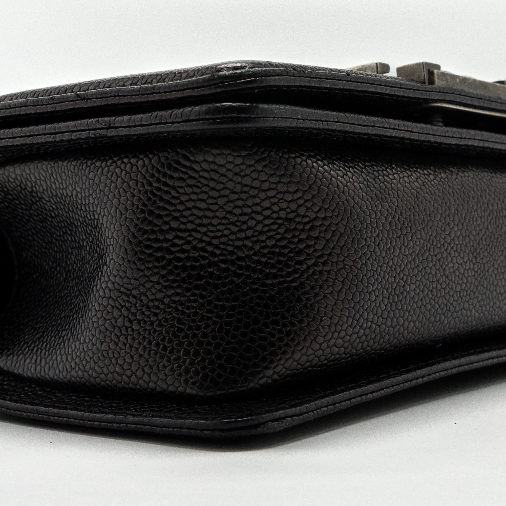 CHANEL SMALL BOY BAG CAVIAR BLACK RUTHENIUM HARDWARE