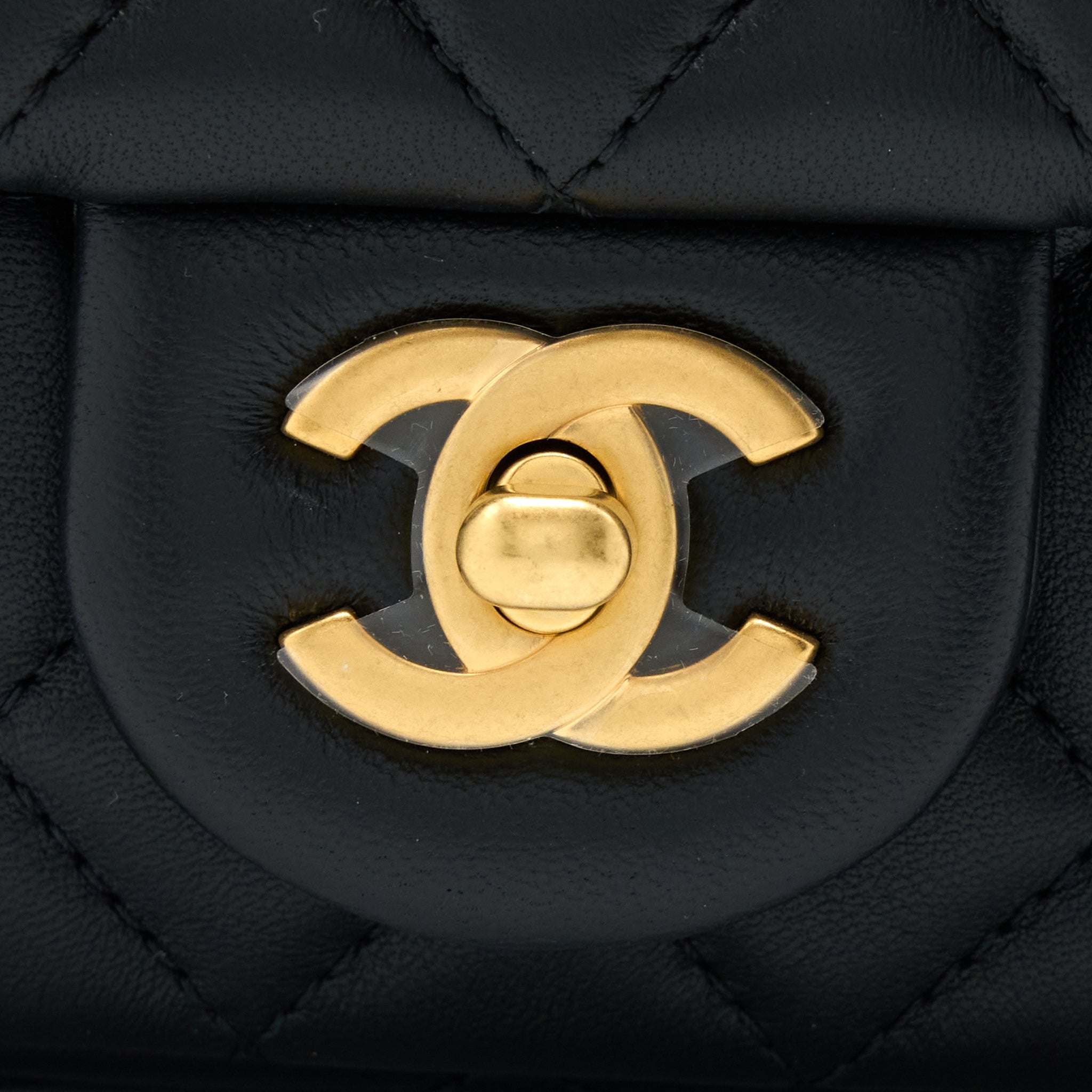 CHANEL PEARL CRUSH MINI RECTANGULAR FLAP BAG LAMBSKIN BLACK GHW (MICROCHIP)