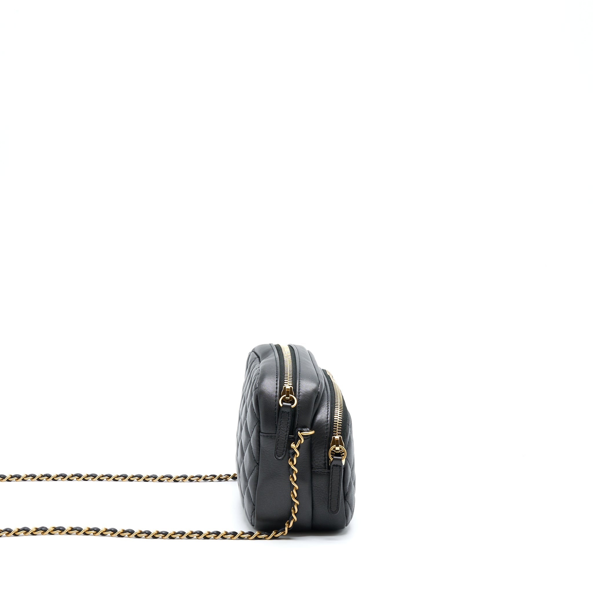 CHANEL CAMERA CASE QUILTED CALFSKIN BLACK GHW