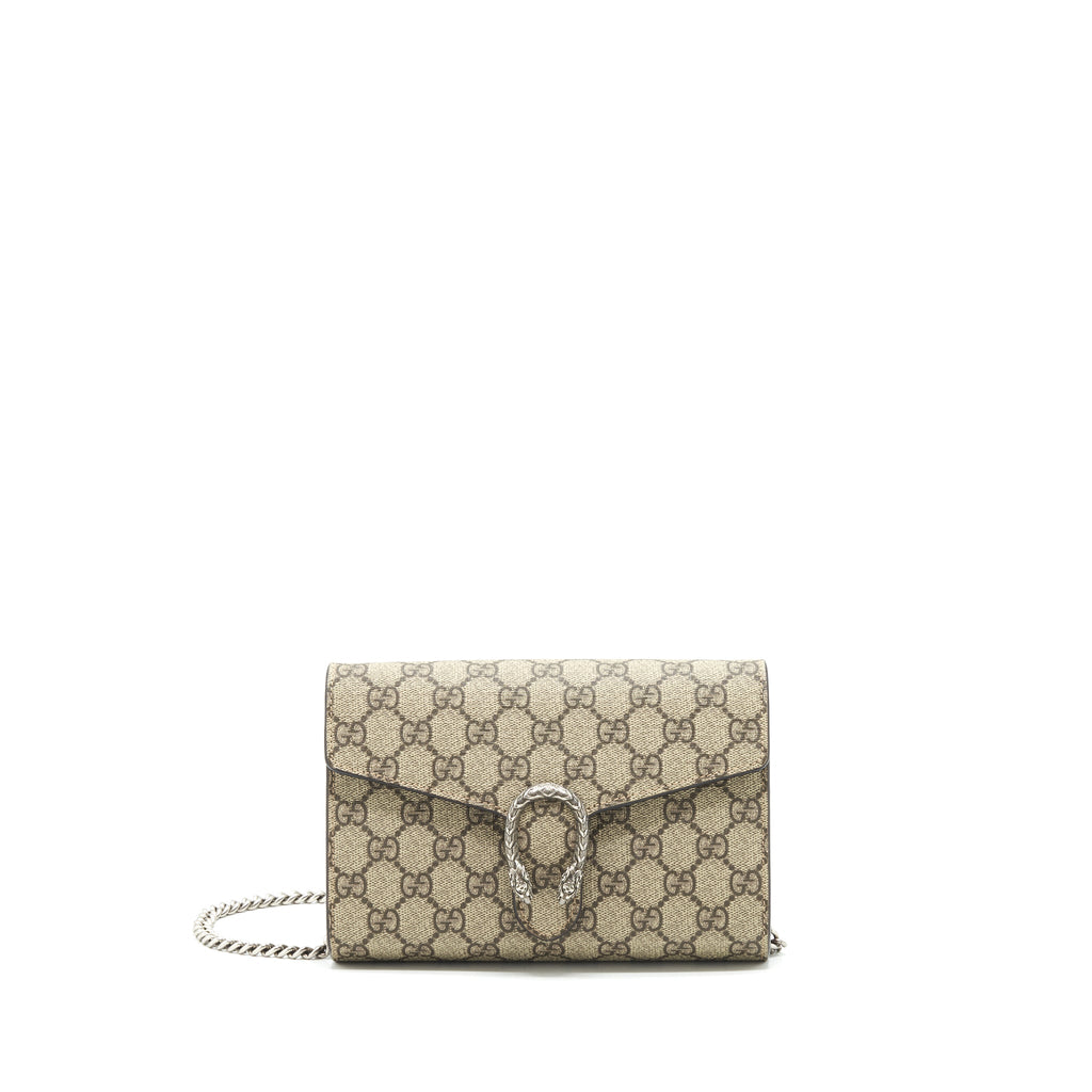 GUCCI DIONYSUS CHAIN WALLET BEIGE GG SUPREME CANVAS AND LEATHER SHW