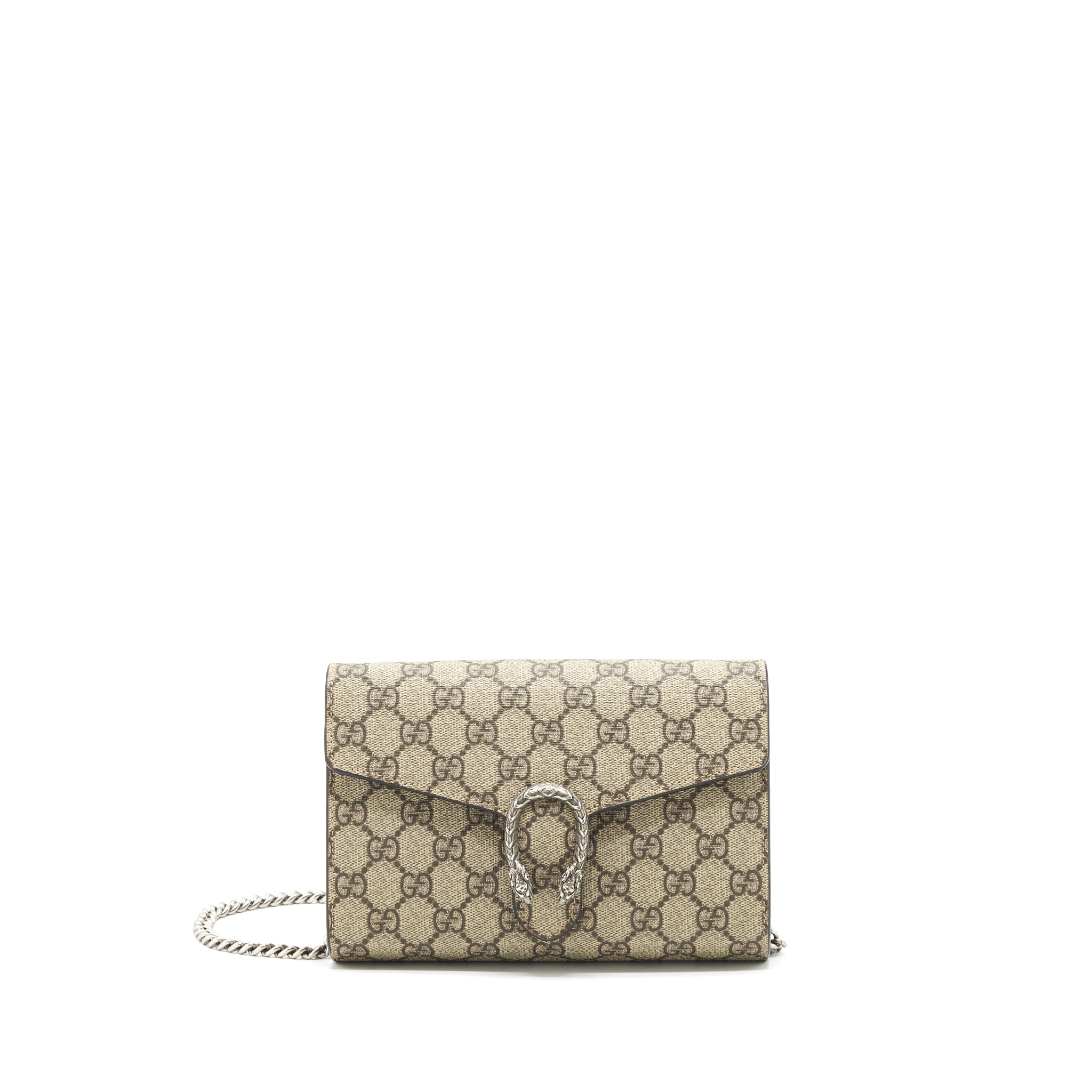 GUCCI DIONYSUS CHAIN WALLET BEIGE GG SUPREME CANVAS AND LEATHER SHW