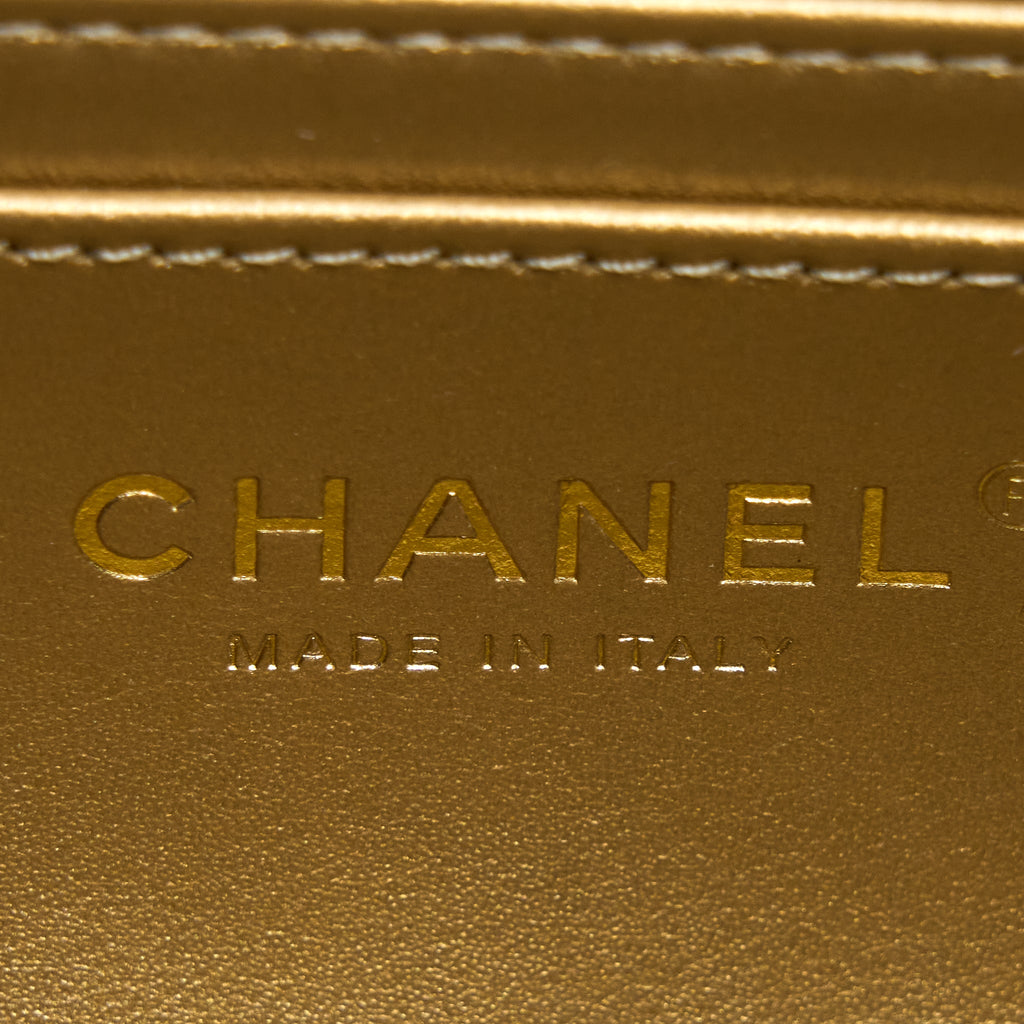 CHANEL PEARL CRUSH MINI RECTANGULAR FLAP BAG LAMBSKIN BLACK GHW (MICROCHIP)