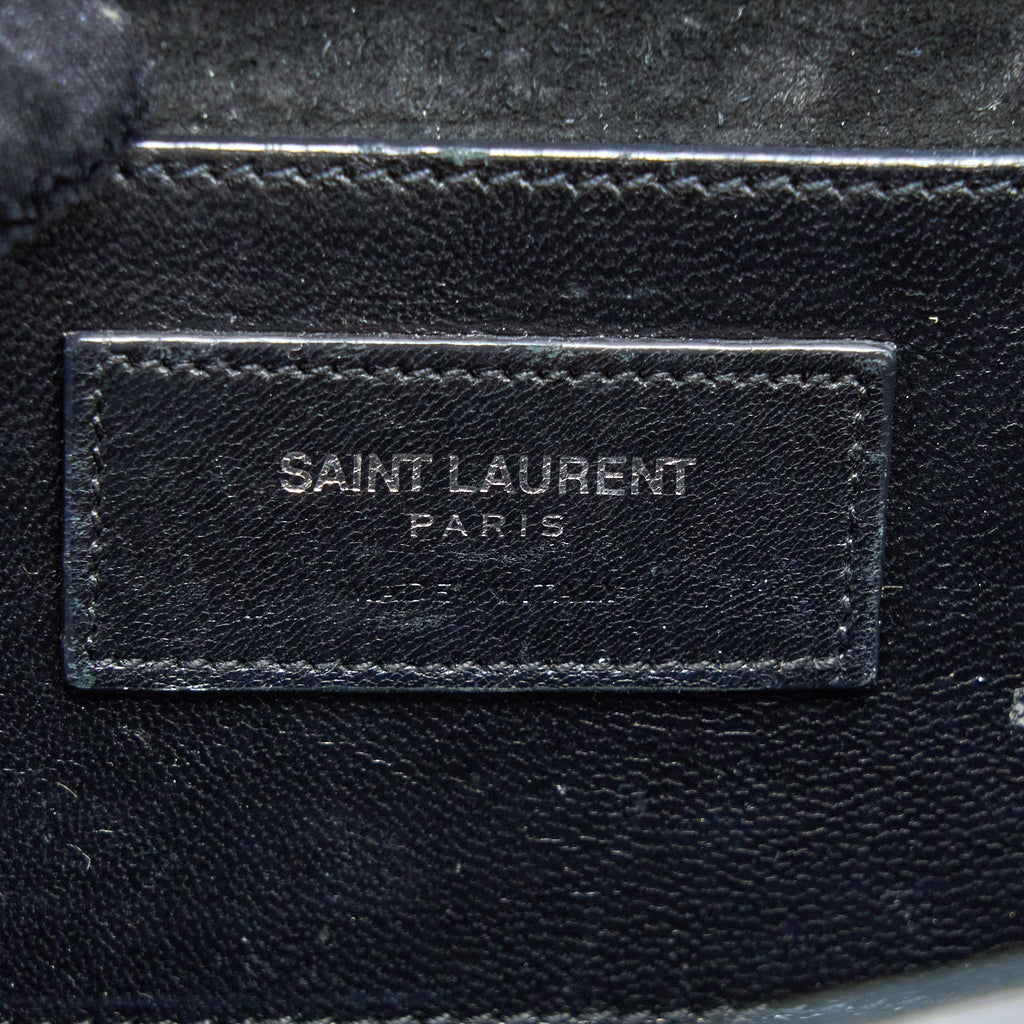 SAINT LAURENT KATE BAG CROC EMBOSSED LEATHER GREY SHW