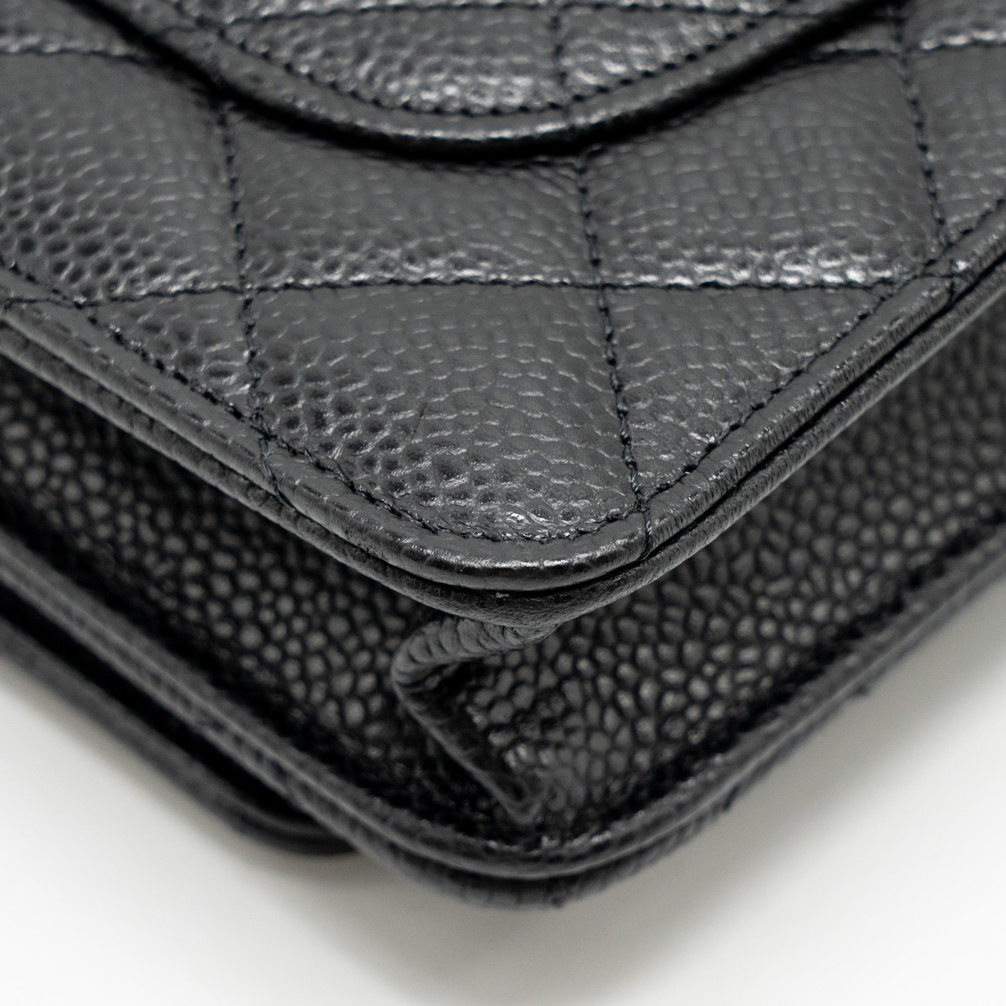 CHANEL CLASSIC WALLET ON CHAIN CAVIAR BLACK SHW (MICROCHIP)