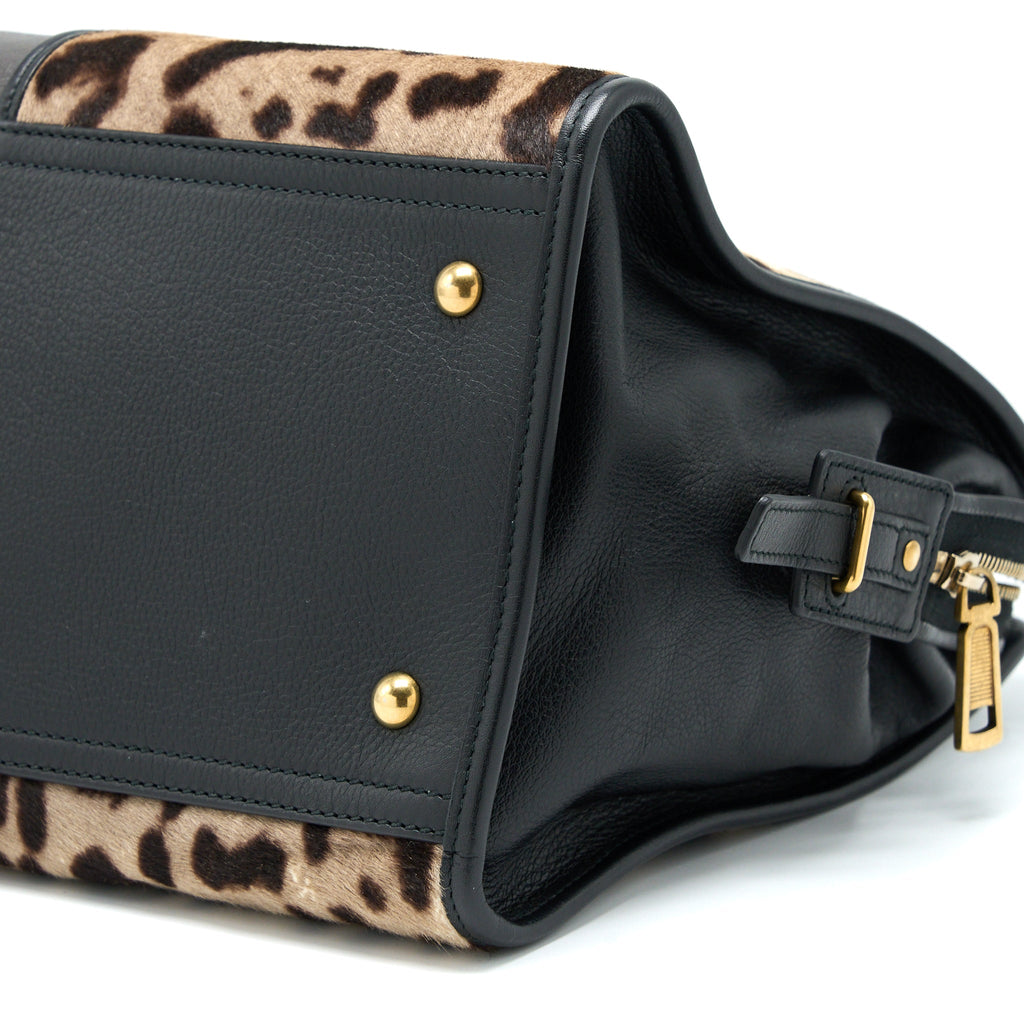 SAINT LAURENT CABAS CHYC TOTE BAG ANIMAL PRINT HORSEHAIR/CALFSKIN BLACK GHW