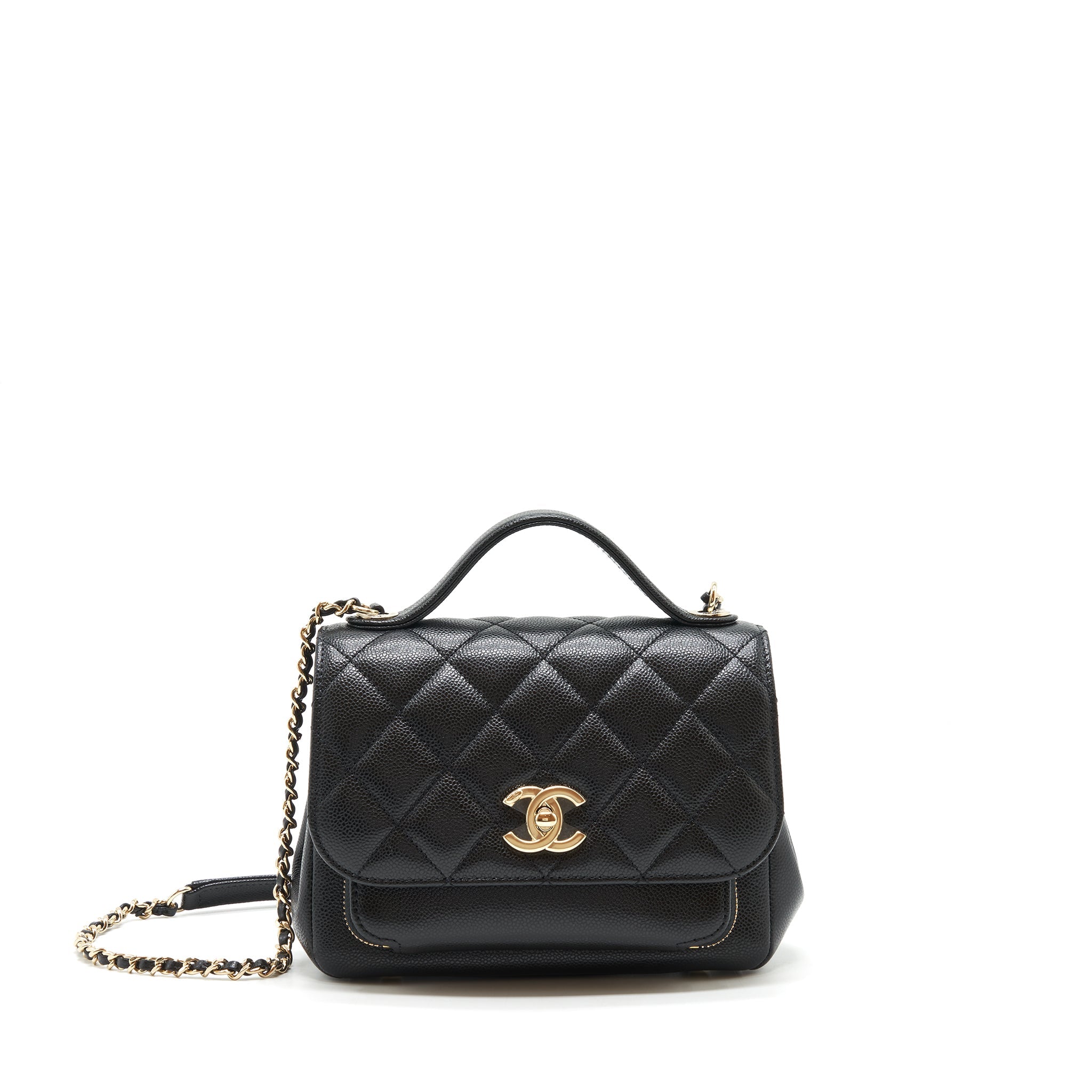 CHANEL SMALL BUSINESS AFFINITY CAVIAR BLACK LGHW (MICROCHIP)