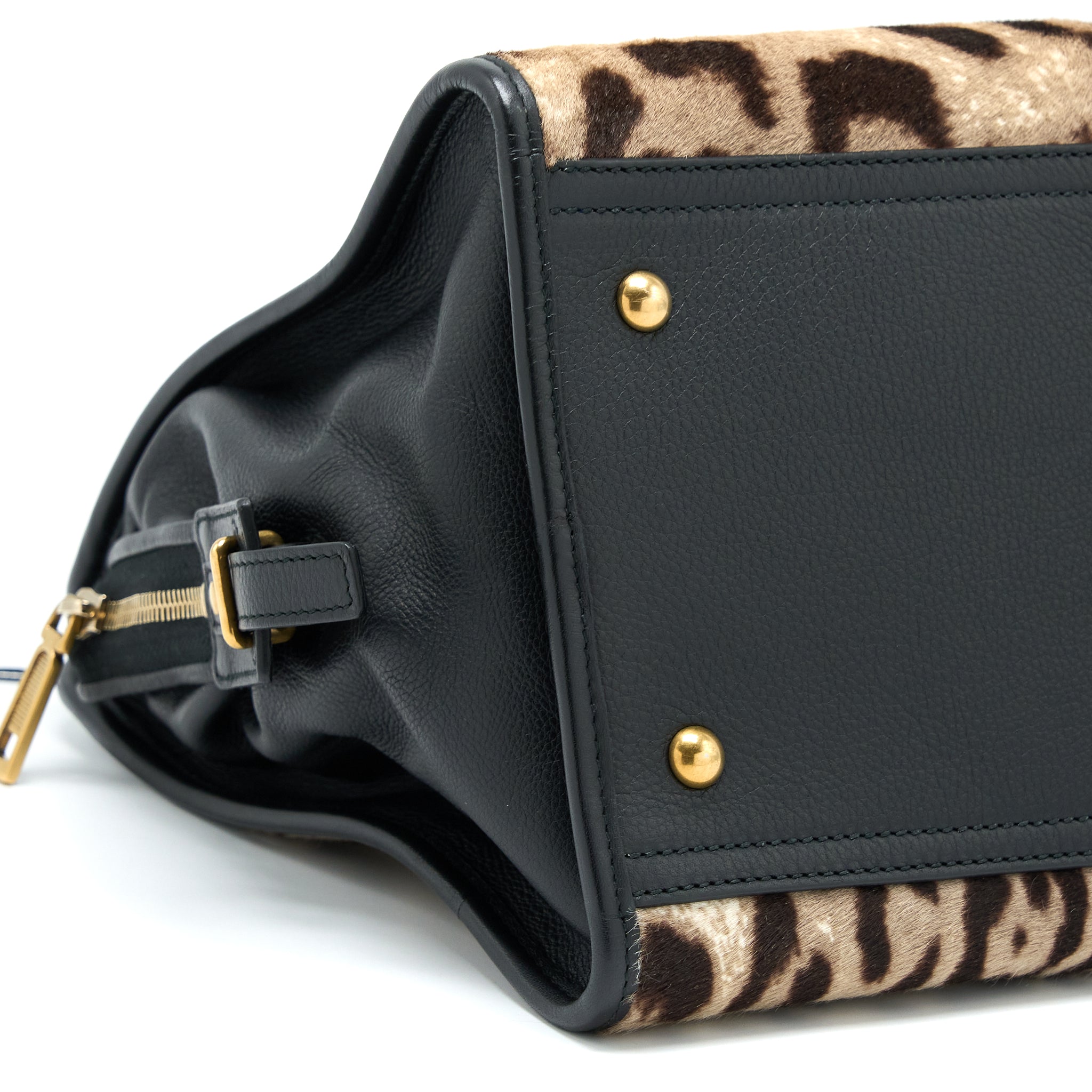SAINT LAURENT CABAS CHYC TOTE BAG ANIMAL PRINT HORSEHAIR/CALFSKIN BLACK GHW