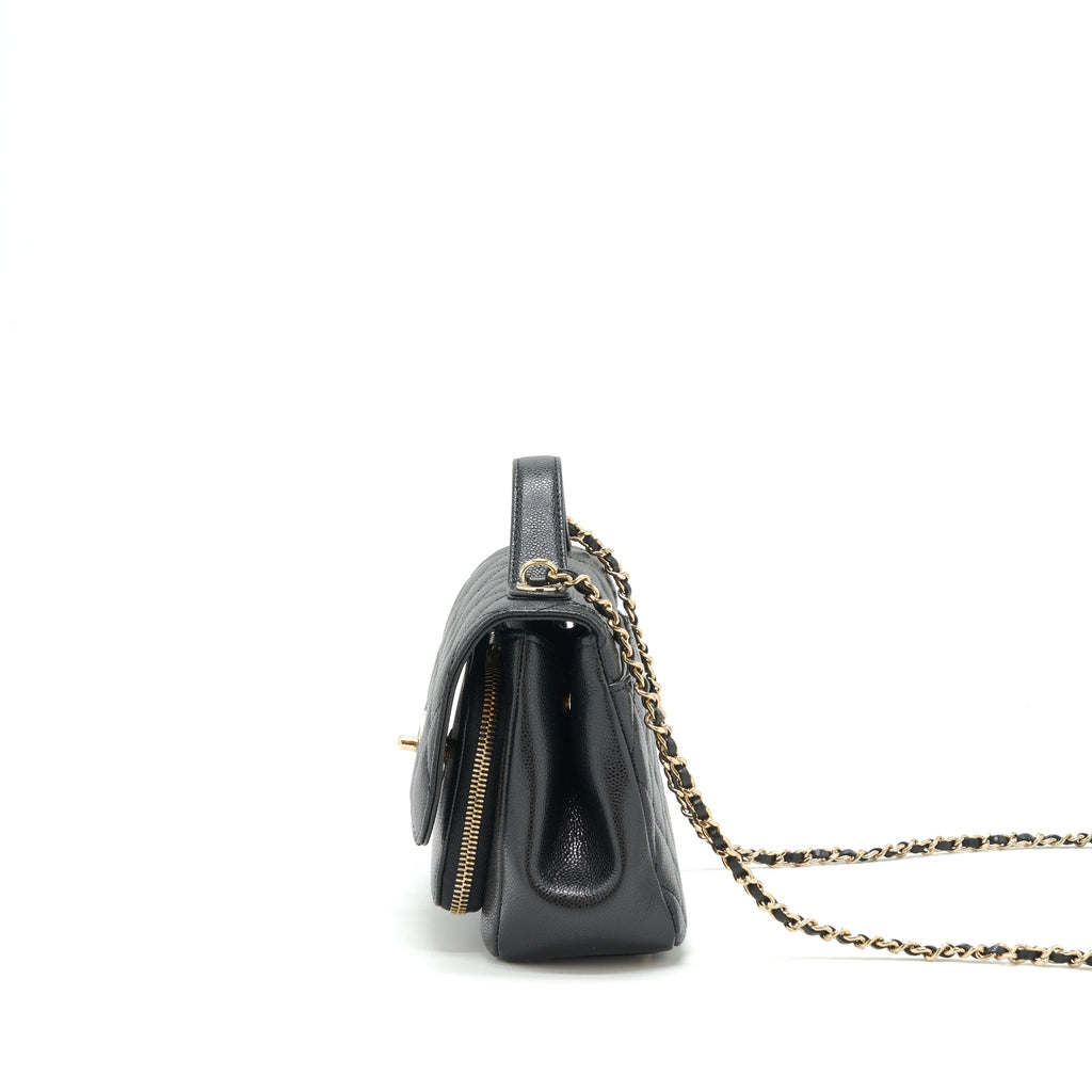 CHANEL SMALL BUSINESS AFFINITY CAVIAR BLACK LGHW (MICROCHIP)
