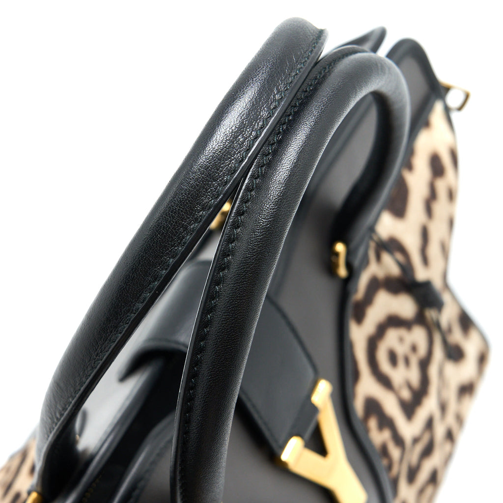 SAINT LAURENT CABAS CHYC TOTE BAG ANIMAL PRINT HORSEHAIR/CALFSKIN BLACK GHW