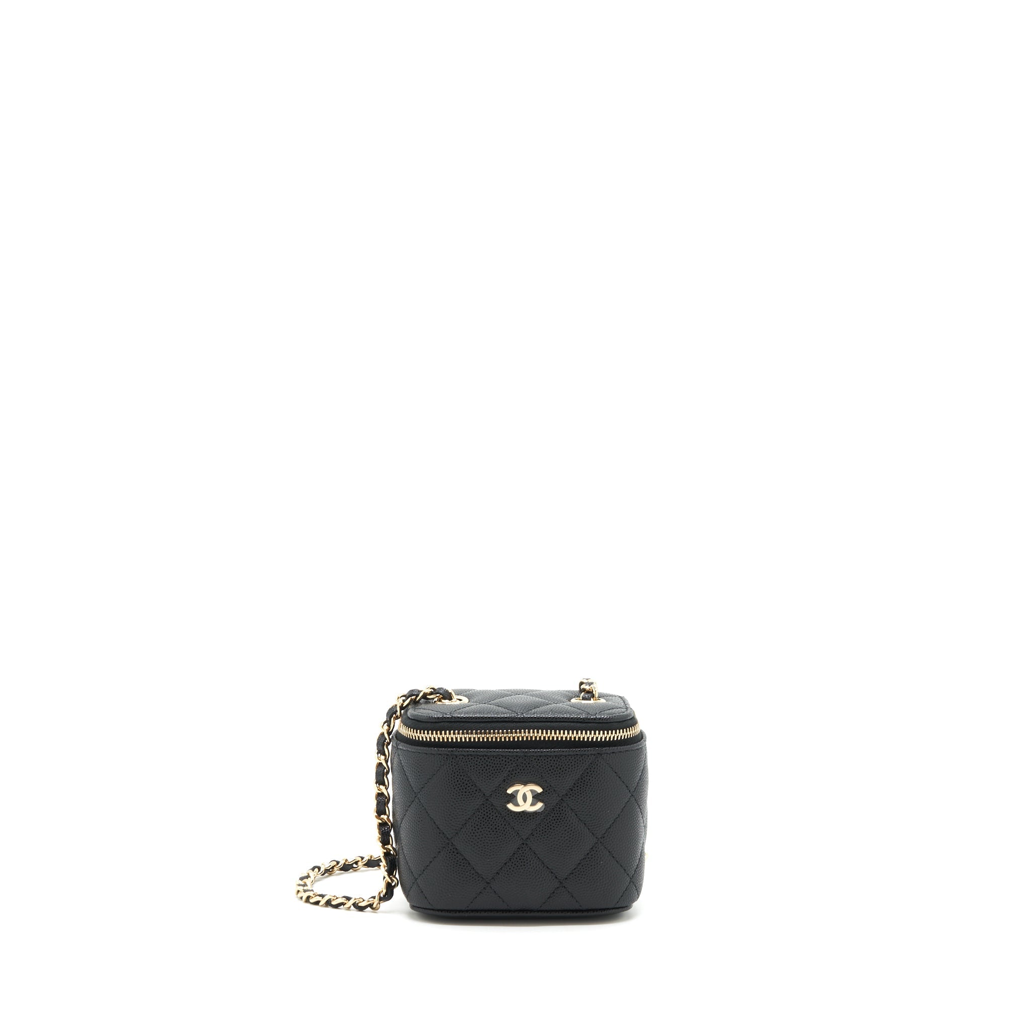 CHANEL 22C MINI VANITY WITH CHAIN CAVIAR BLACK LGHW