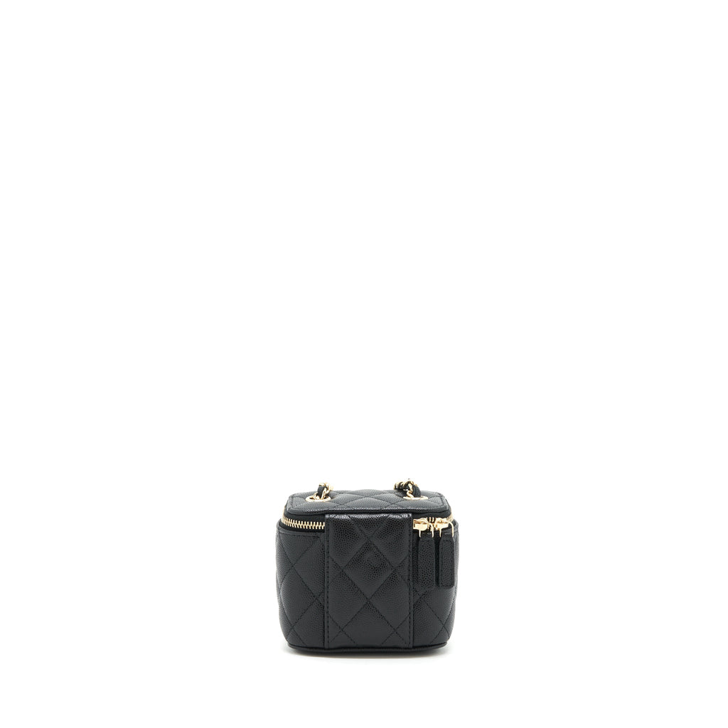 CHANEL 22C MINI VANITY WITH CHAIN CAVIAR BLACK LGHW