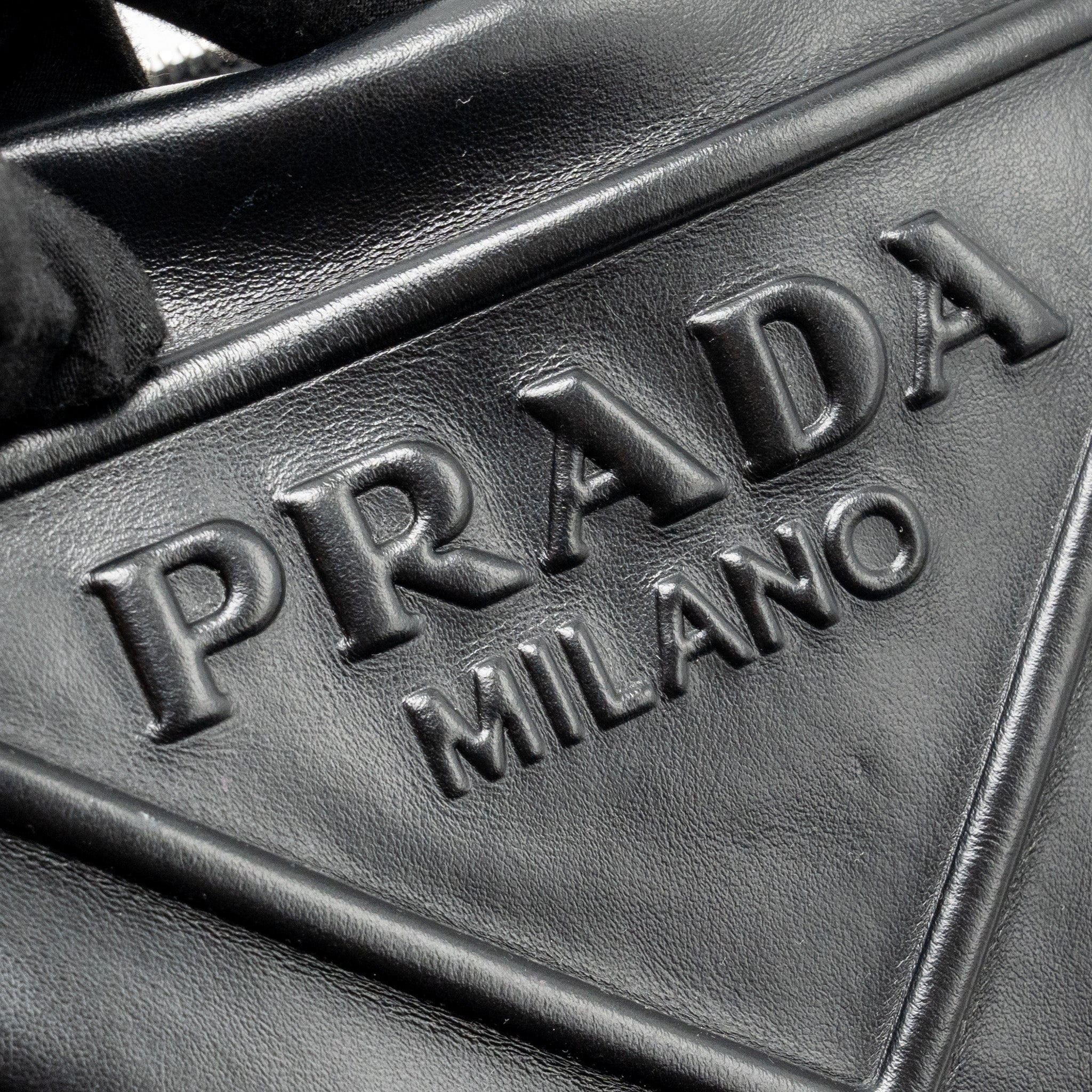 PRADA TRIANGLE SHOULDER BAG LEATHER BLACK SHW