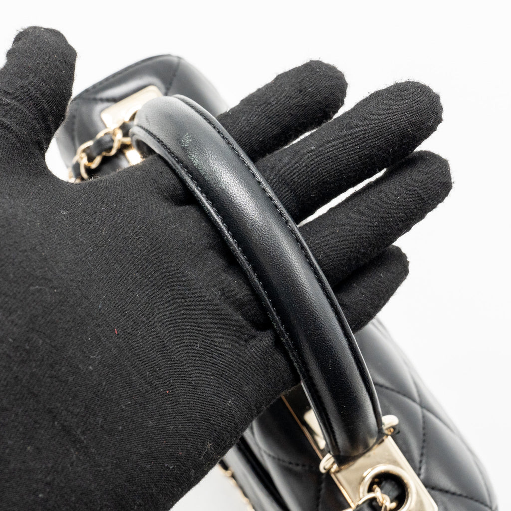 CHANEL TOP HANDLE TRENDY CC FLAP BAG LAMBSKIN BLACK LGHW