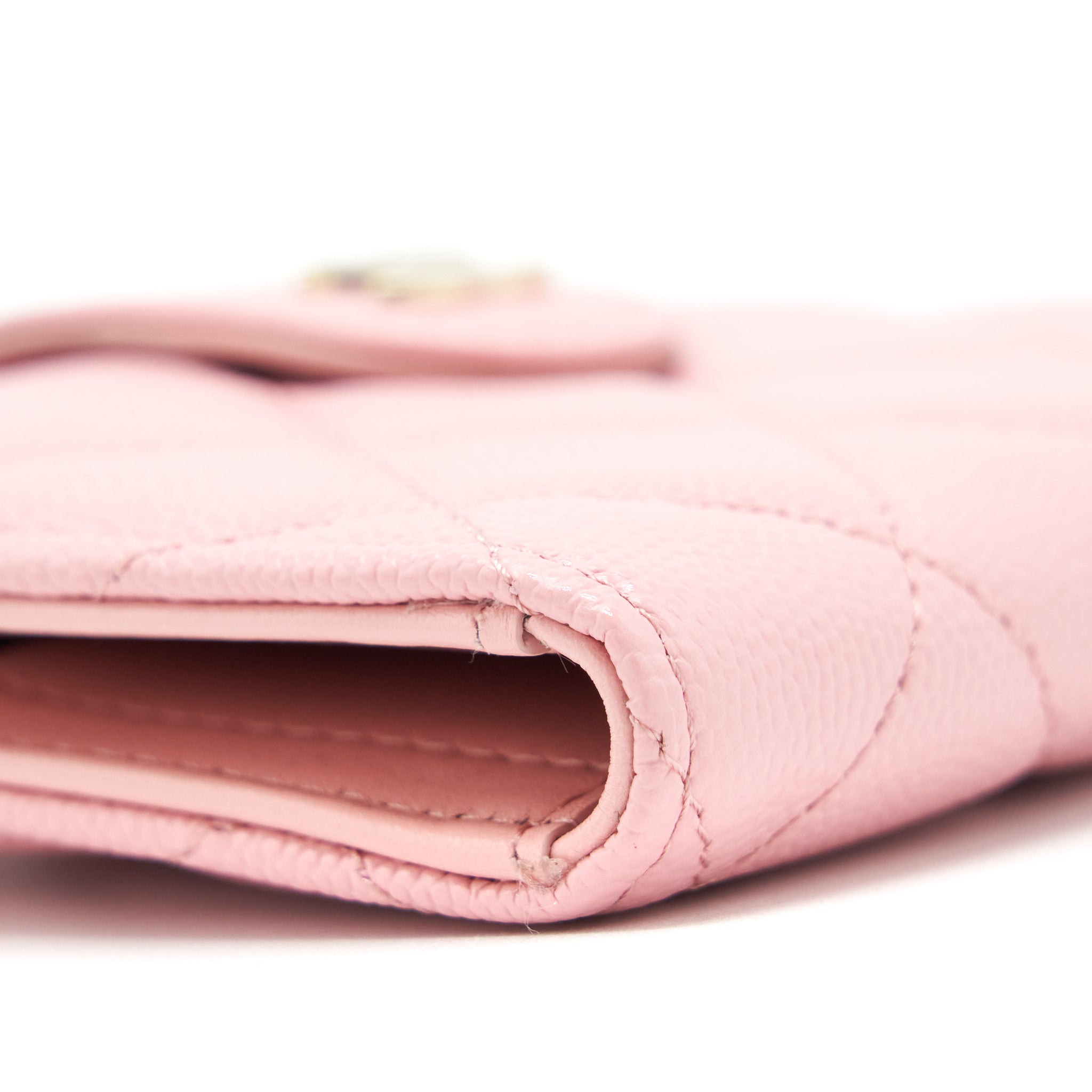 CHANEL DOUBLE ZIP CARD HOLDER CAVIAR PINK LGHW