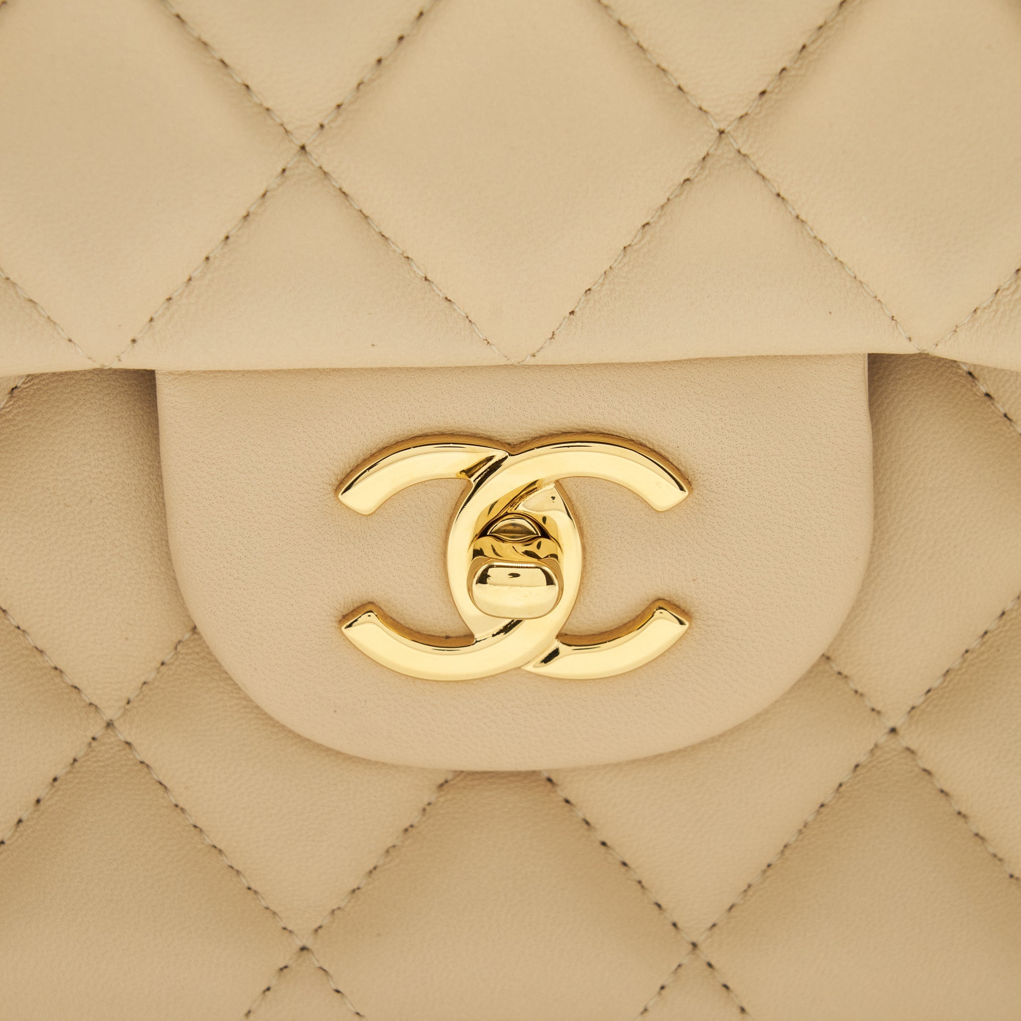 CHANEL JUMBO CLASSIC DOUBLE FLAP BAG LAMBSKIN BEIGE LGHW