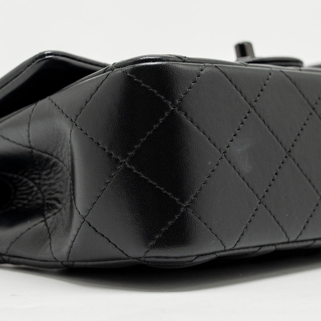 CHANEL TOP HANDLE MINI RECTANGULAR FLAP BAG LAMBSKIN SO BLACK