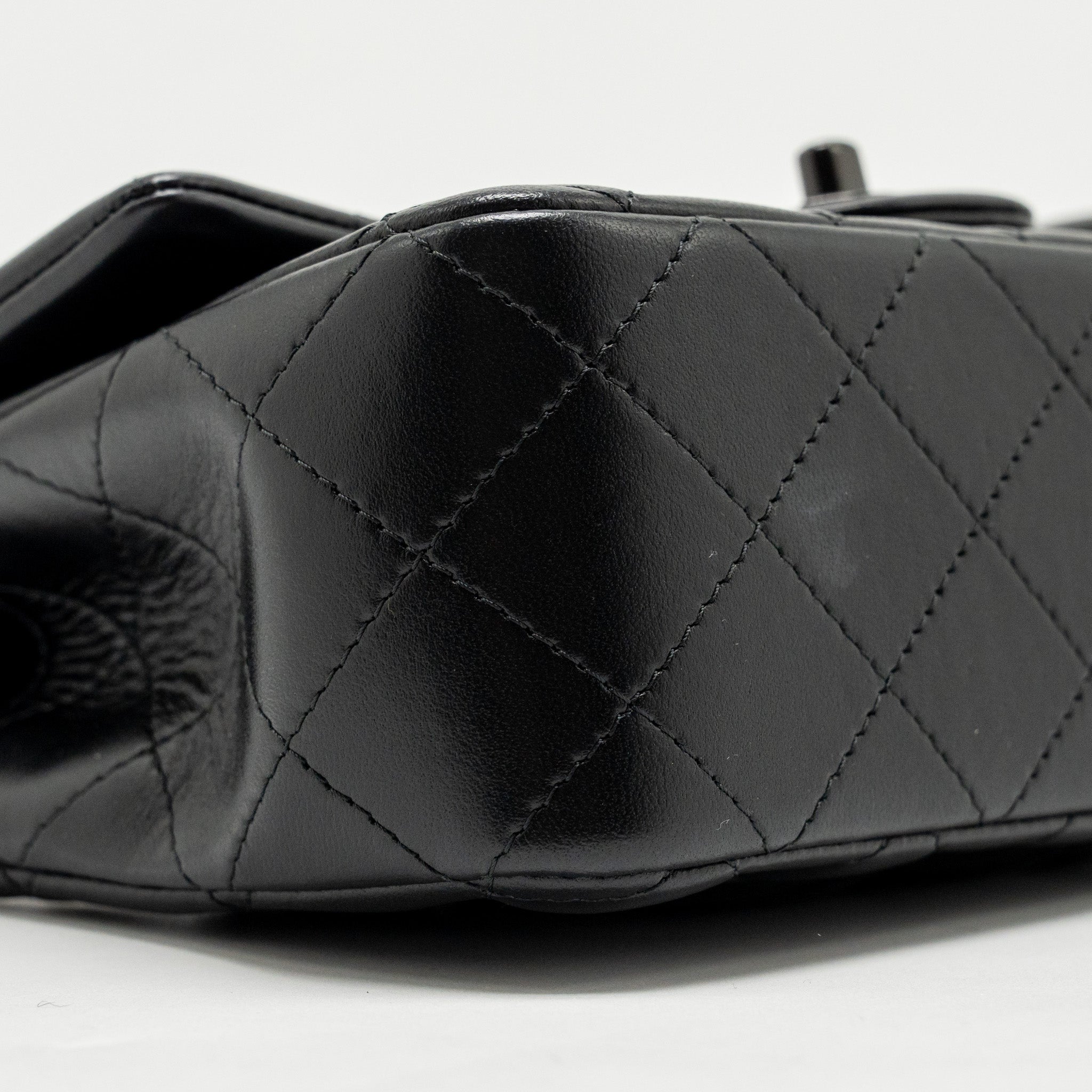 CHANEL TOP HANDLE MINI RECTANGULAR FLAP BAG LAMBSKIN SO BLACK
