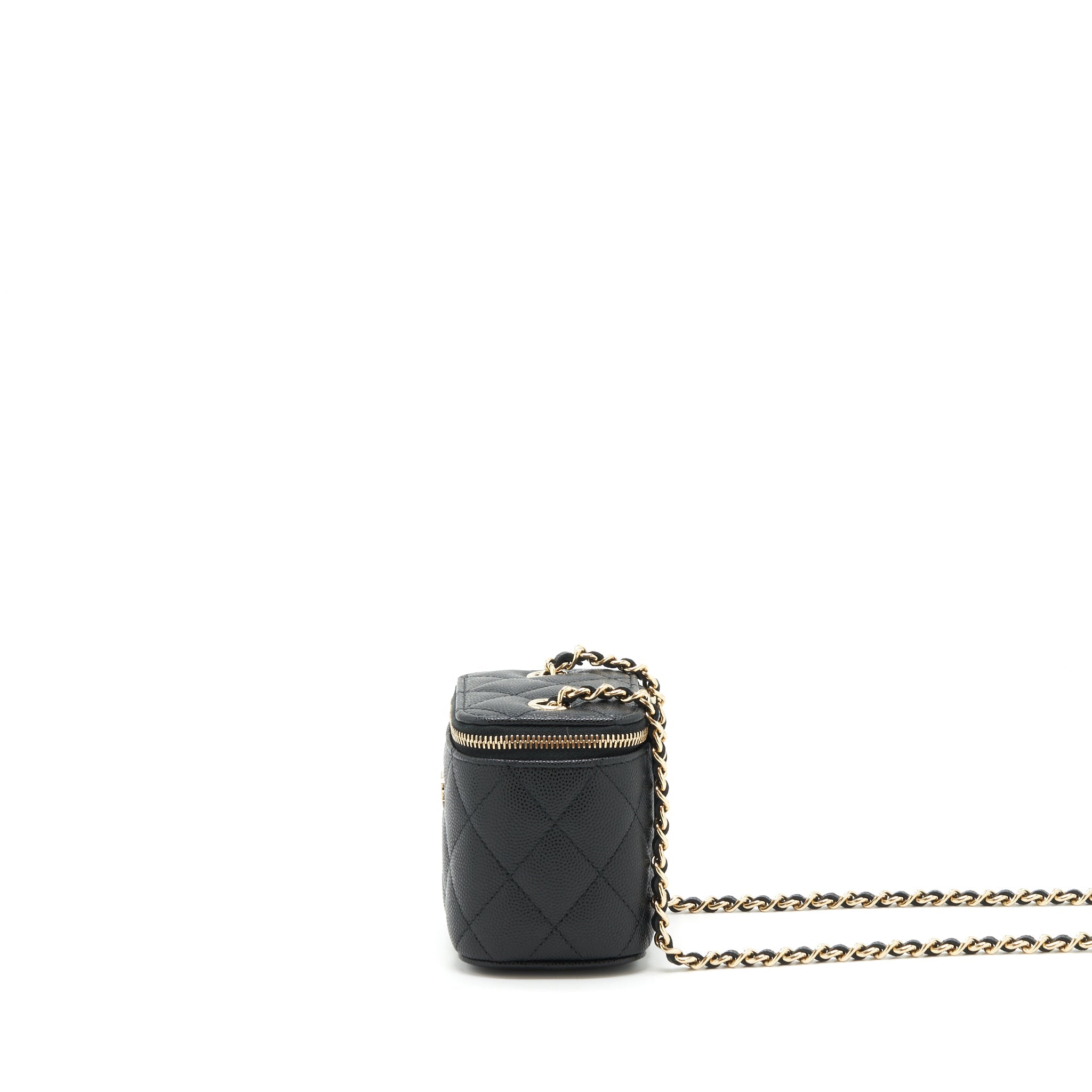 CHANEL 22C MINI VANITY WITH CHAIN CAVIAR BLACK LGHW
