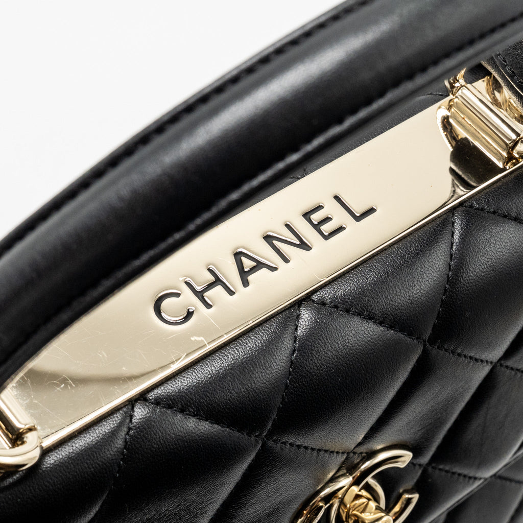 CHANEL TOP HANDLE TRENDY CC FLAP BAG LAMBSKIN BLACK LGHW