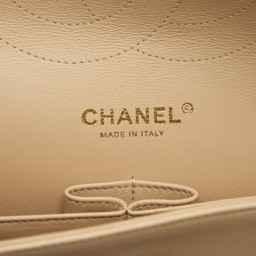 CHANEL JUMBO CLASSIC DOUBLE FLAP BAG LAMBSKIN BEIGE LGHW