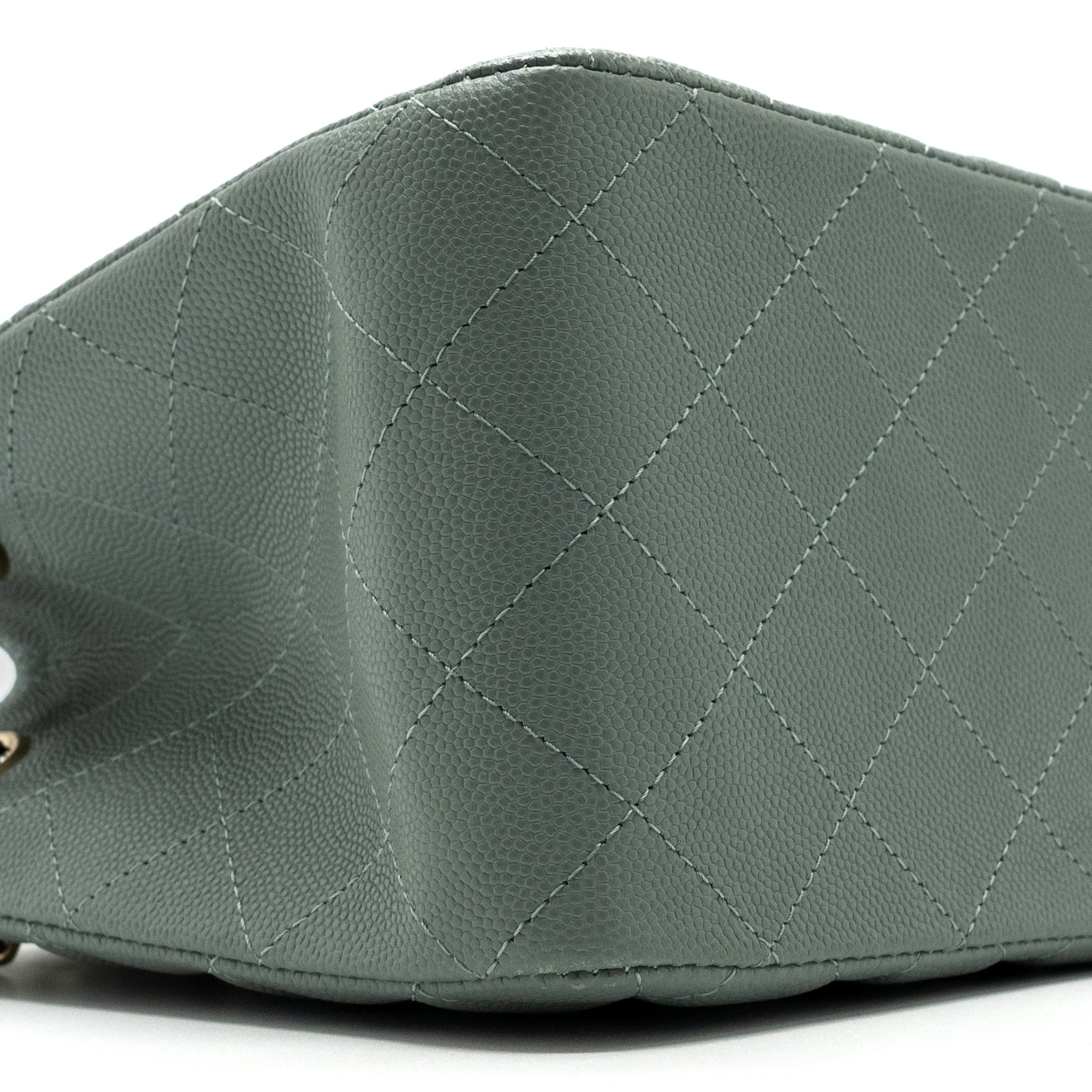 CHANEL 23C MINI BUCKET TOTE BAG CAVIAR LIGHT GREY LGHW (MICROCHIP)