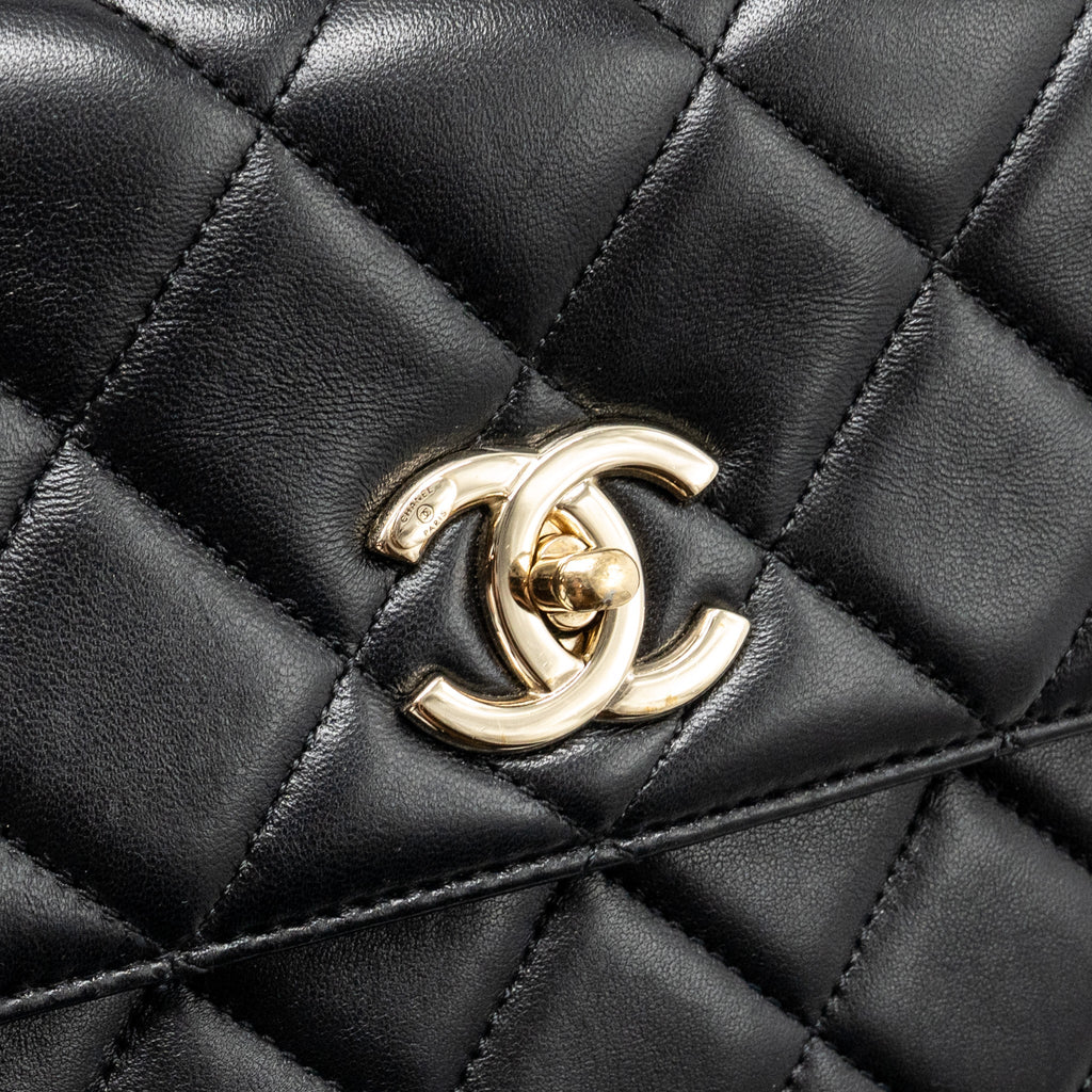 CHANEL TOP HANDLE TRENDY CC FLAP BAG LAMBSKIN BLACK LGHW