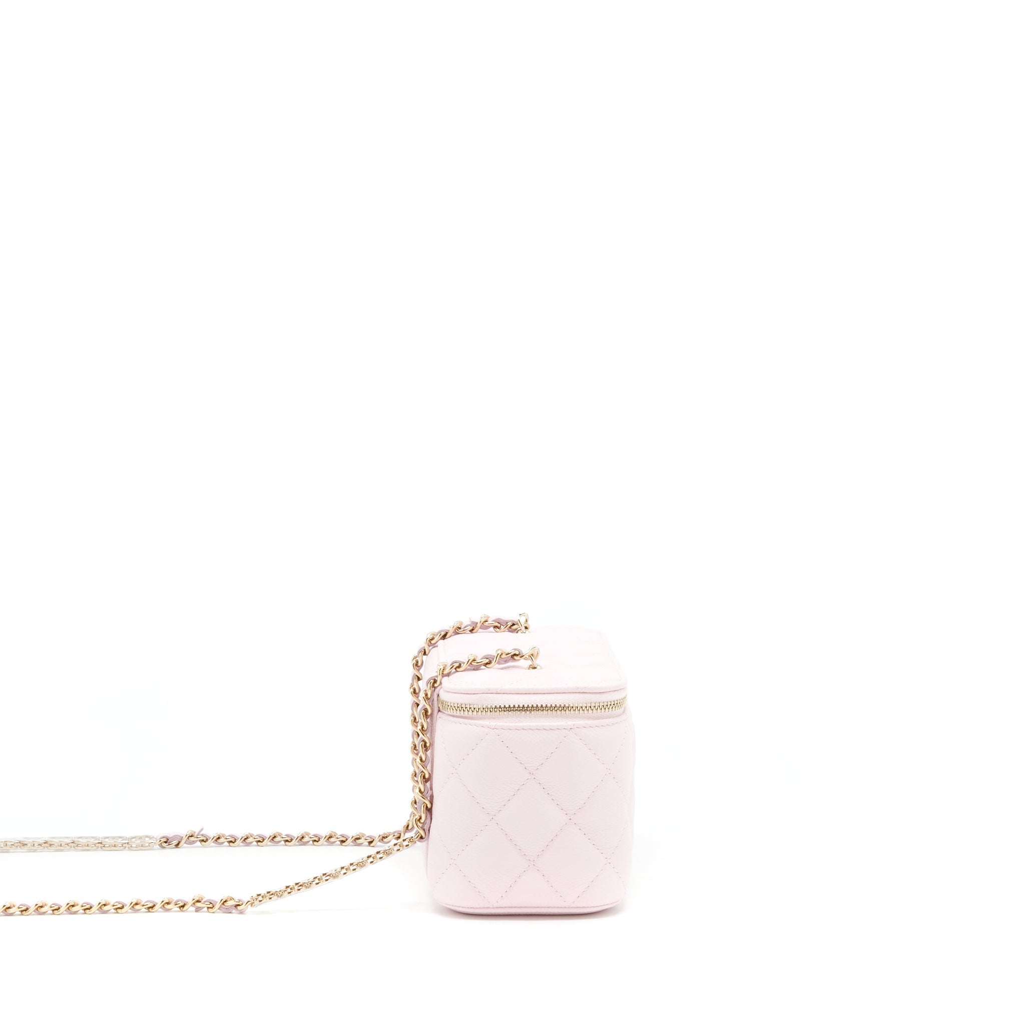CHANEL 22P LONG VANITY CASE WITH LOGO CHAIN CAVIAR LIGHT PINK LGHW