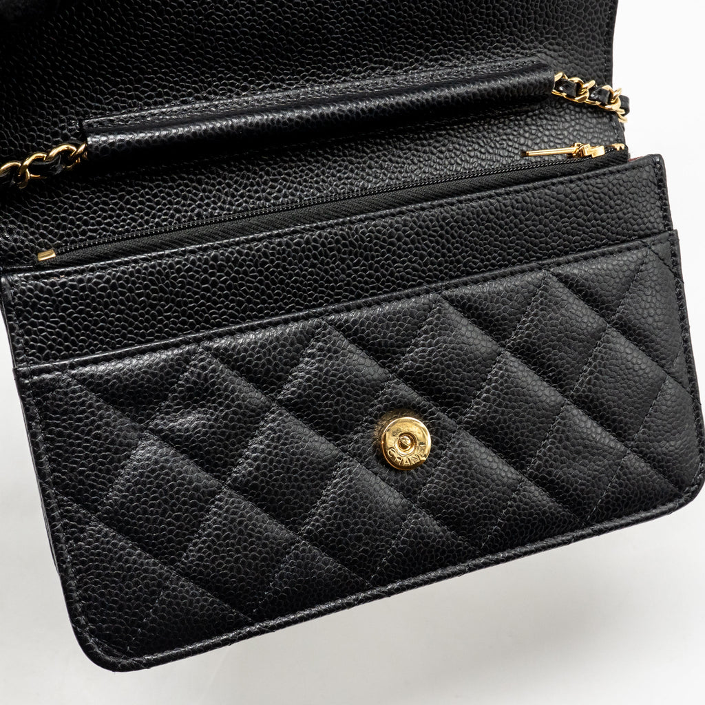 CHANEL CLASSIC WALLET ON CHAIN CAVIAR BLACK GHW (MICROCHIP)