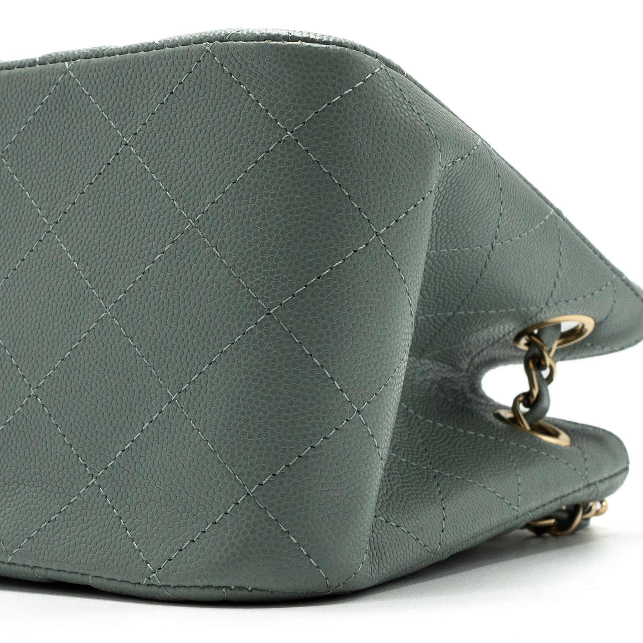 CHANEL 23C MINI BUCKET TOTE BAG CAVIAR LIGHT GREY LGHW (MICROCHIP)