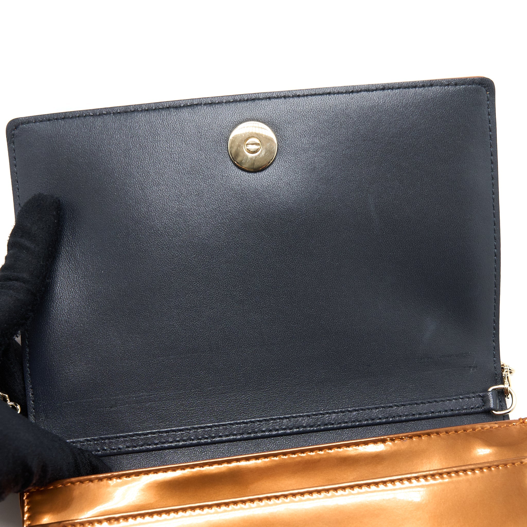 DIOR DIORAMA WALLET ON CHAIN PATENT METALLIC LGHW