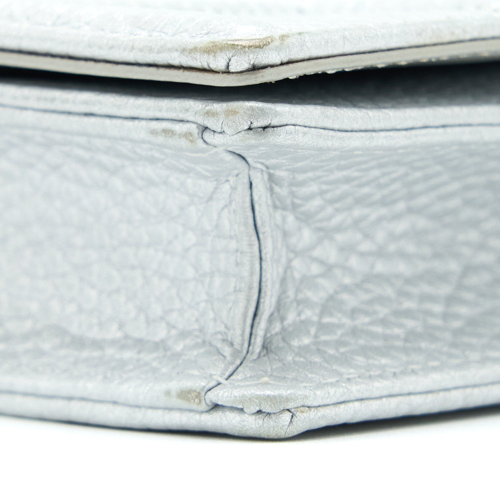DIOR DIORAMA WALLET ON CHAIN CALFSKIN SILVER LGHW