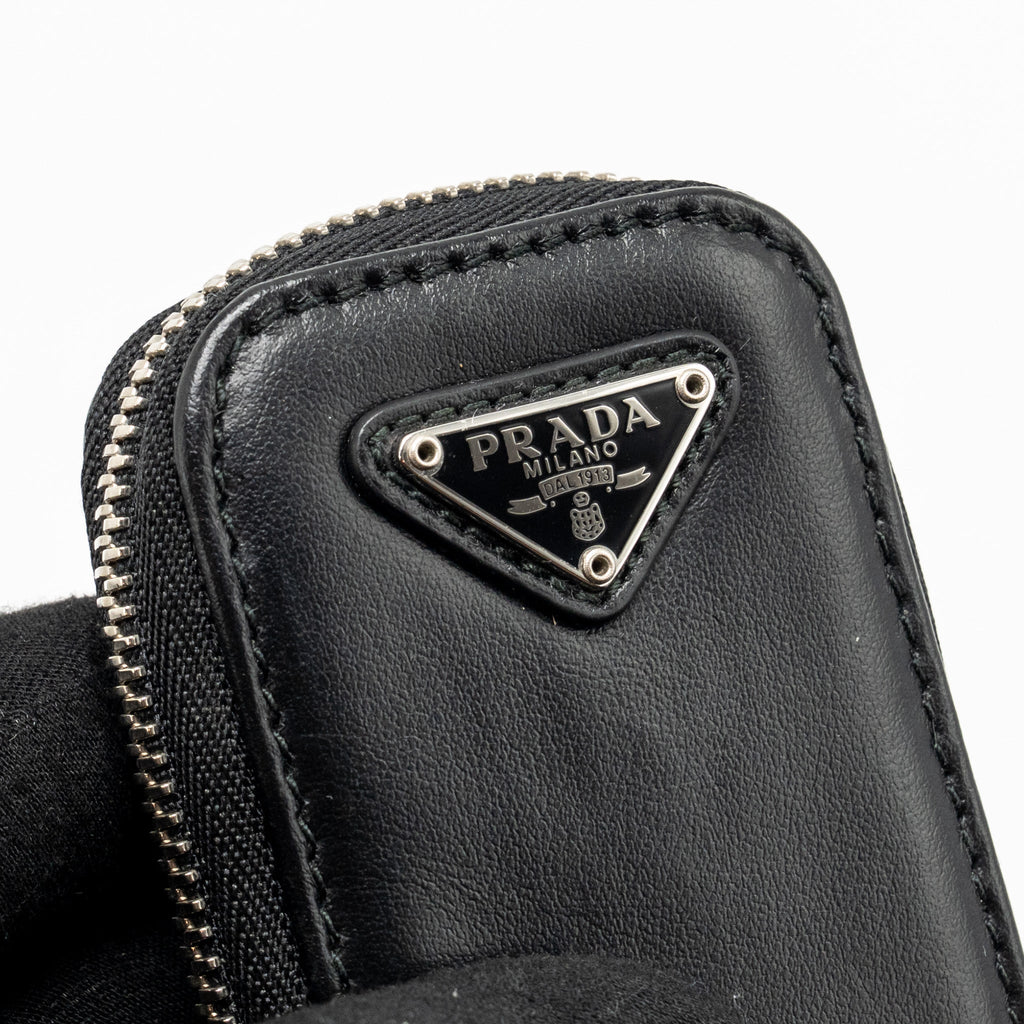 PRADA TRIANGLE SHOULDER BAG LEATHER BLACK SHW