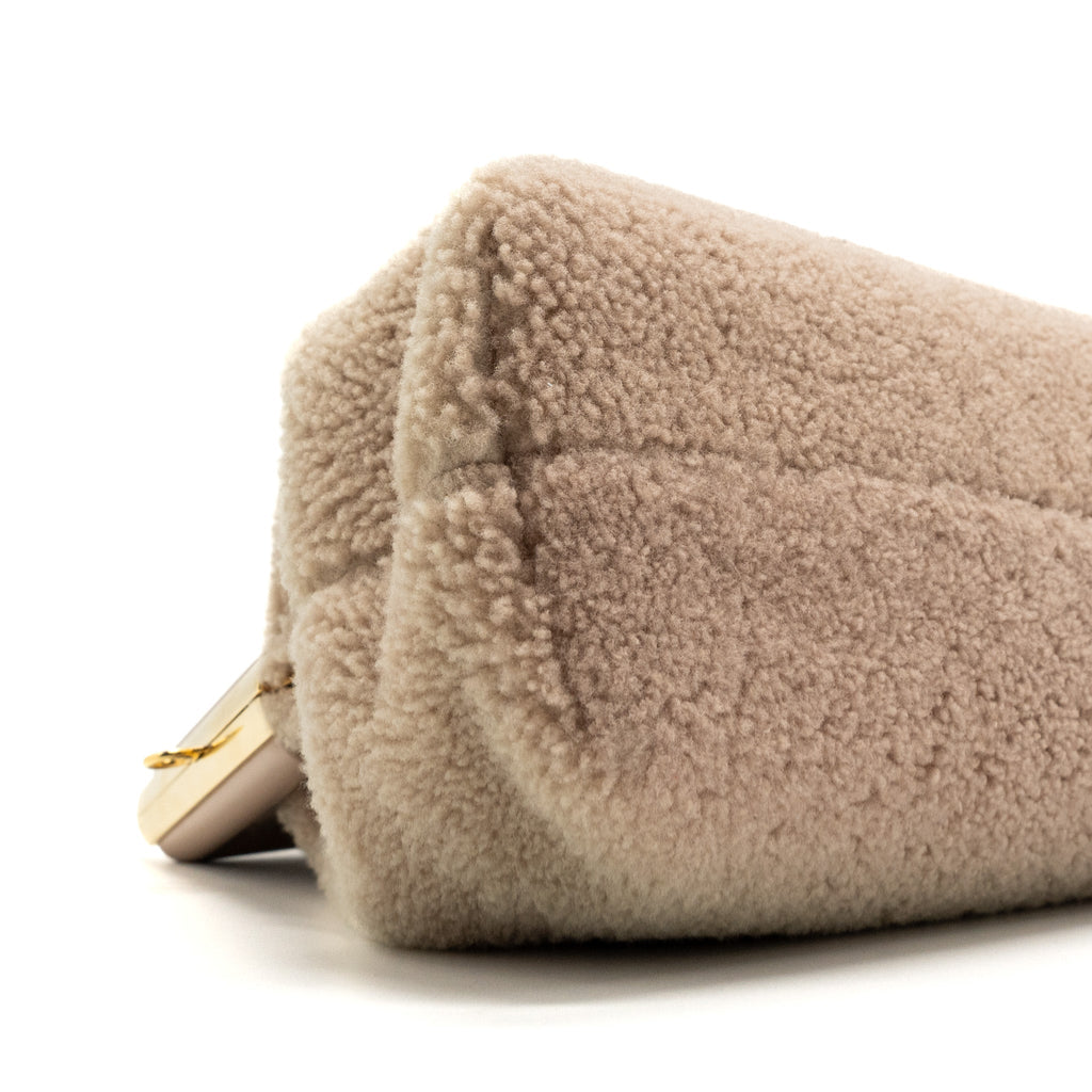 FENDI FIRST MEDIUM LAMBSKIN /SHEARLING LIGHT BEIGE GHW