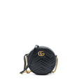 GUCCI GG MORMONT ROUND SHOULDER BAG CALFSKIN BLACK GHW