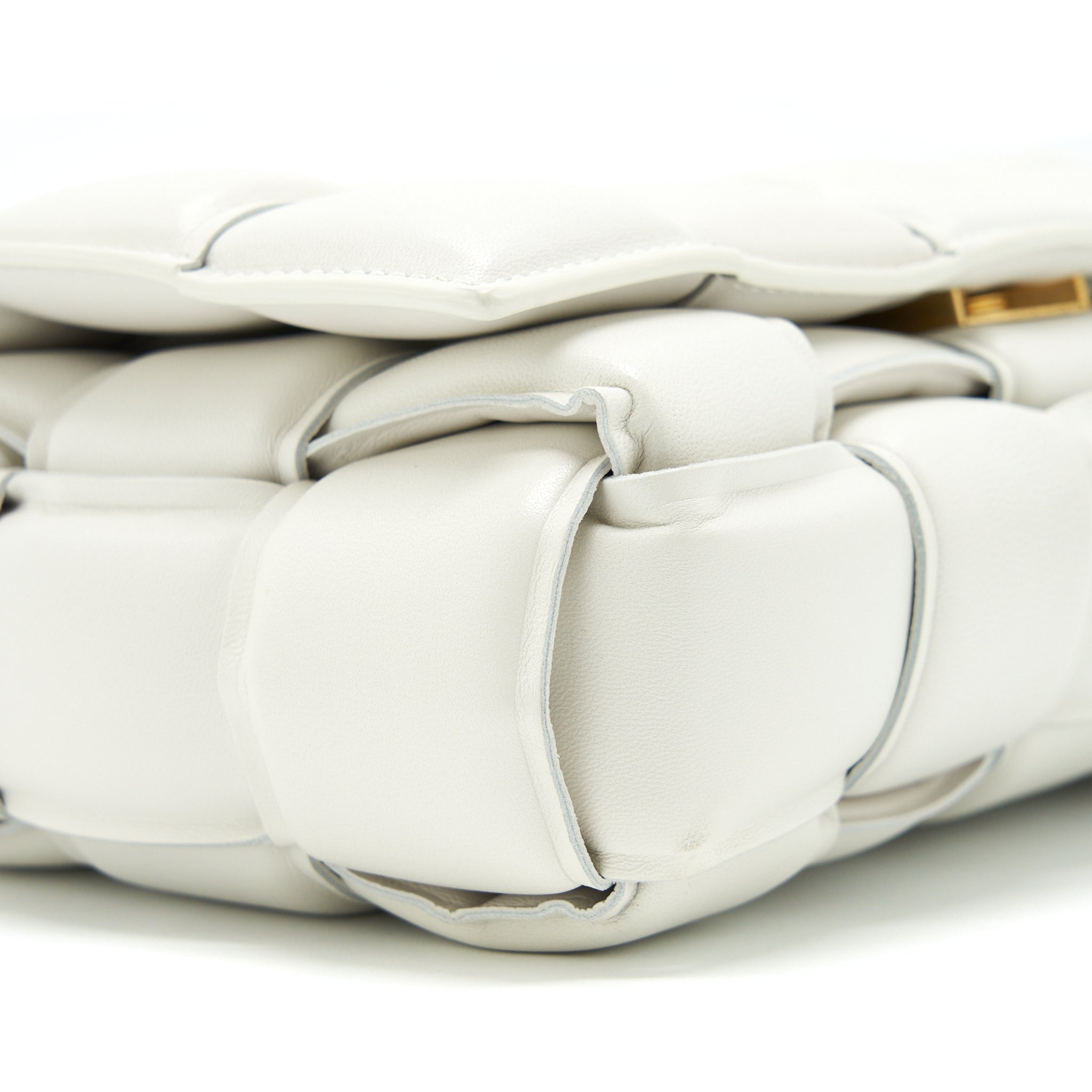 BOTTEGA VENETA PADDED CASSETTE BAG LAMBSKIN CHALK GHW