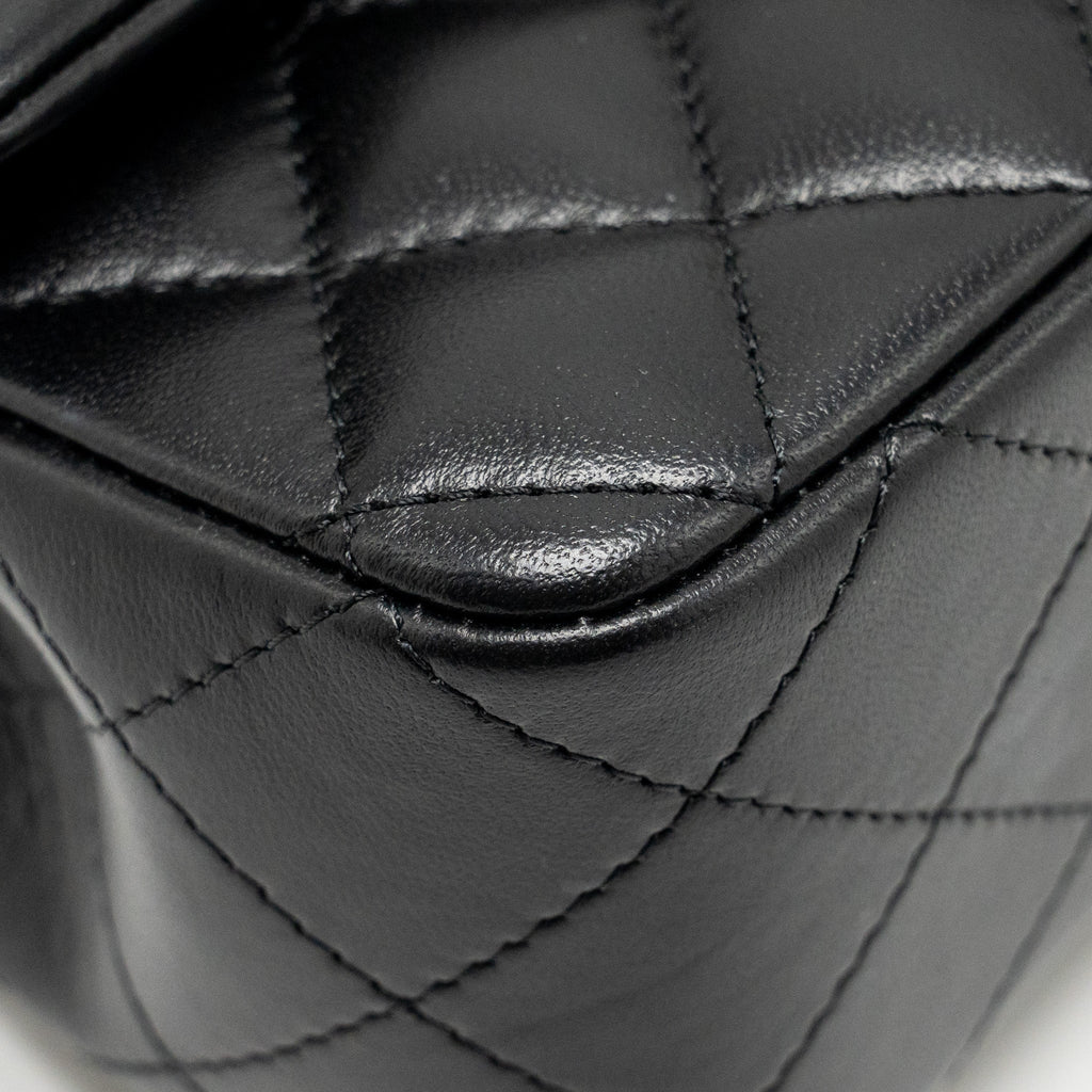 CHANEL TOP HANDLE MINI RECTANGULAR FLAP BAG LAMBSKIN SO BLACK