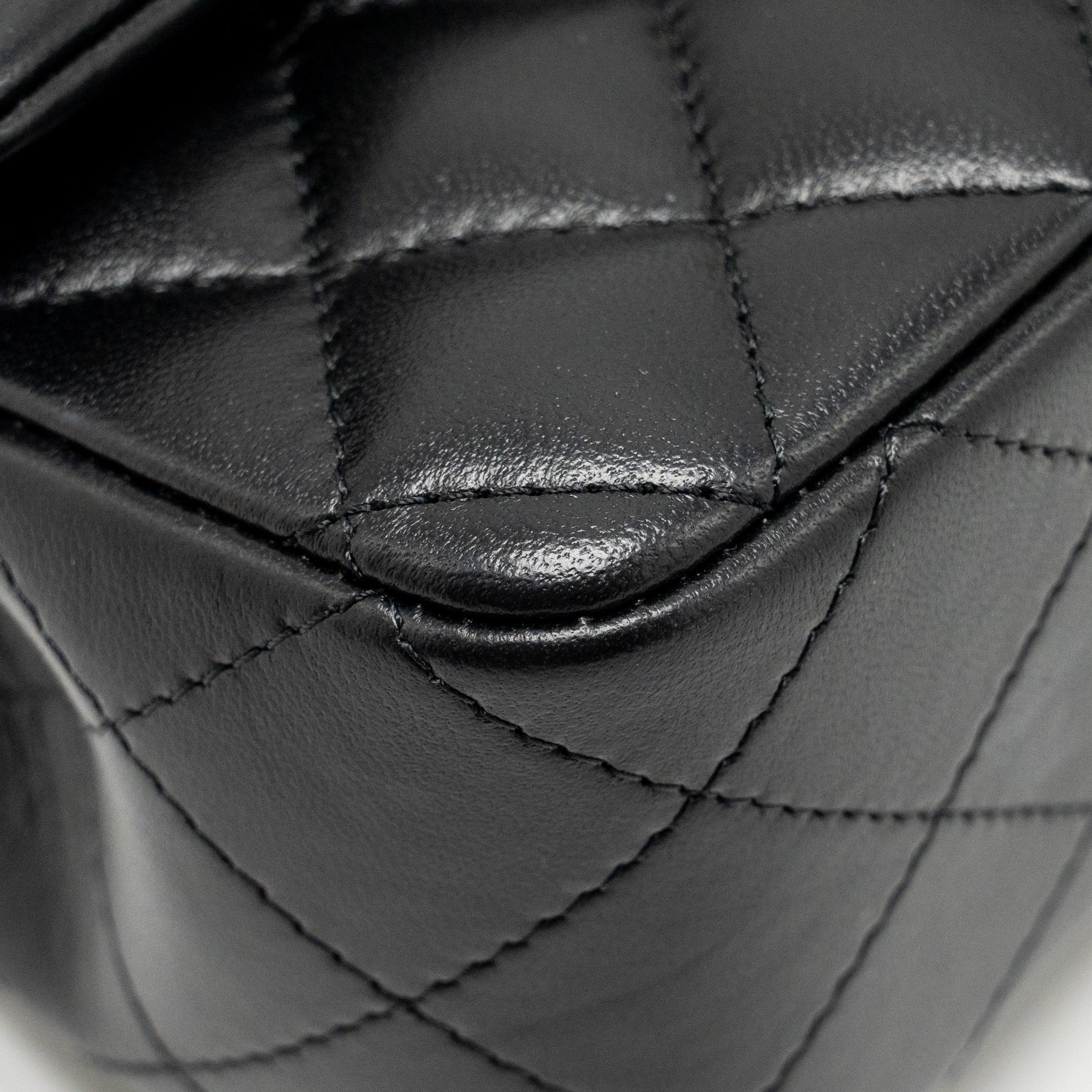CHANEL TOP HANDLE MINI RECTANGULAR FLAP BAG LAMBSKIN SO BLACK