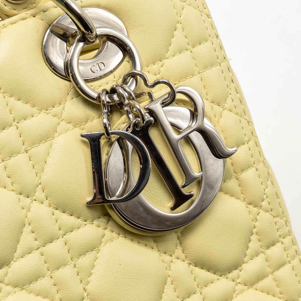 DIOR MEDIUM LADY DIOR LAMBSKIN LIGHT YELLOW SHW