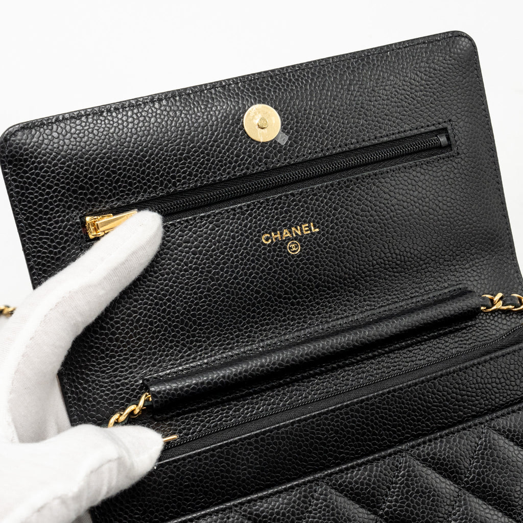 CHANEL CLASSIC WALLET ON CHAIN CAVIAR BLACK GHW(MICROCHIP)