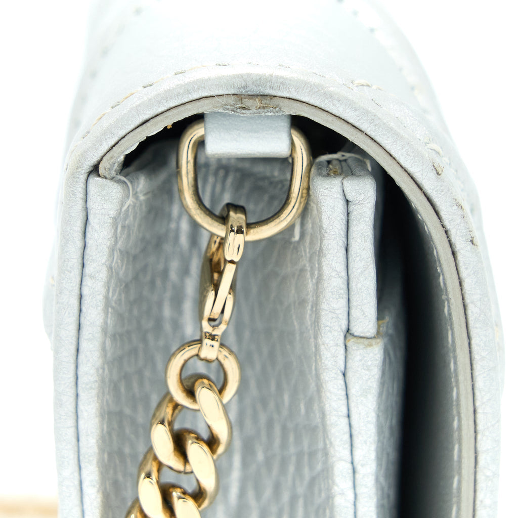 DIOR DIORAMA WALLET ON CHAIN CALFSKIN SILVER LGHW