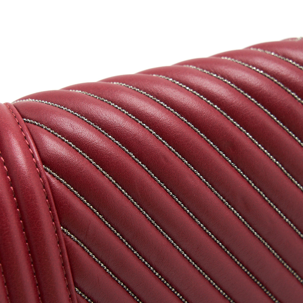 CHANEL MEDIUM CHEVRON BOY CHANEL BAG LIMITED EDITION DARK RED SHW