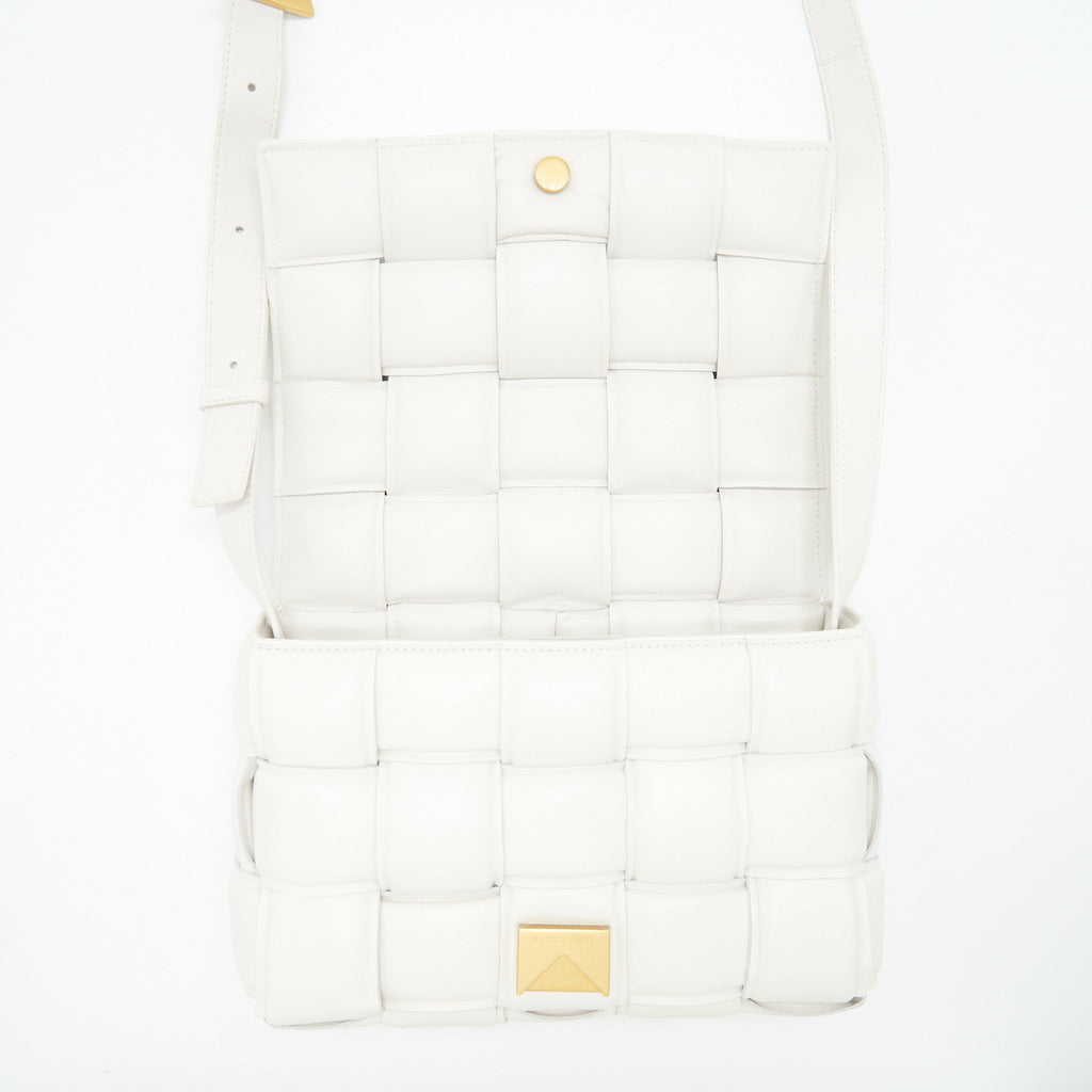BOTTEGA VENETA PADDED CASSETTE BAG LAMBSKIN CHALK GHW