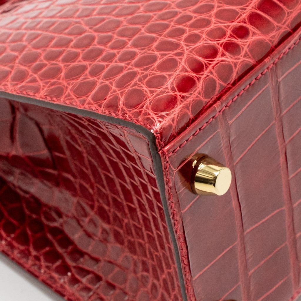 HERMES KELLY 25 CROCODILE POROUS BRAISE GHW