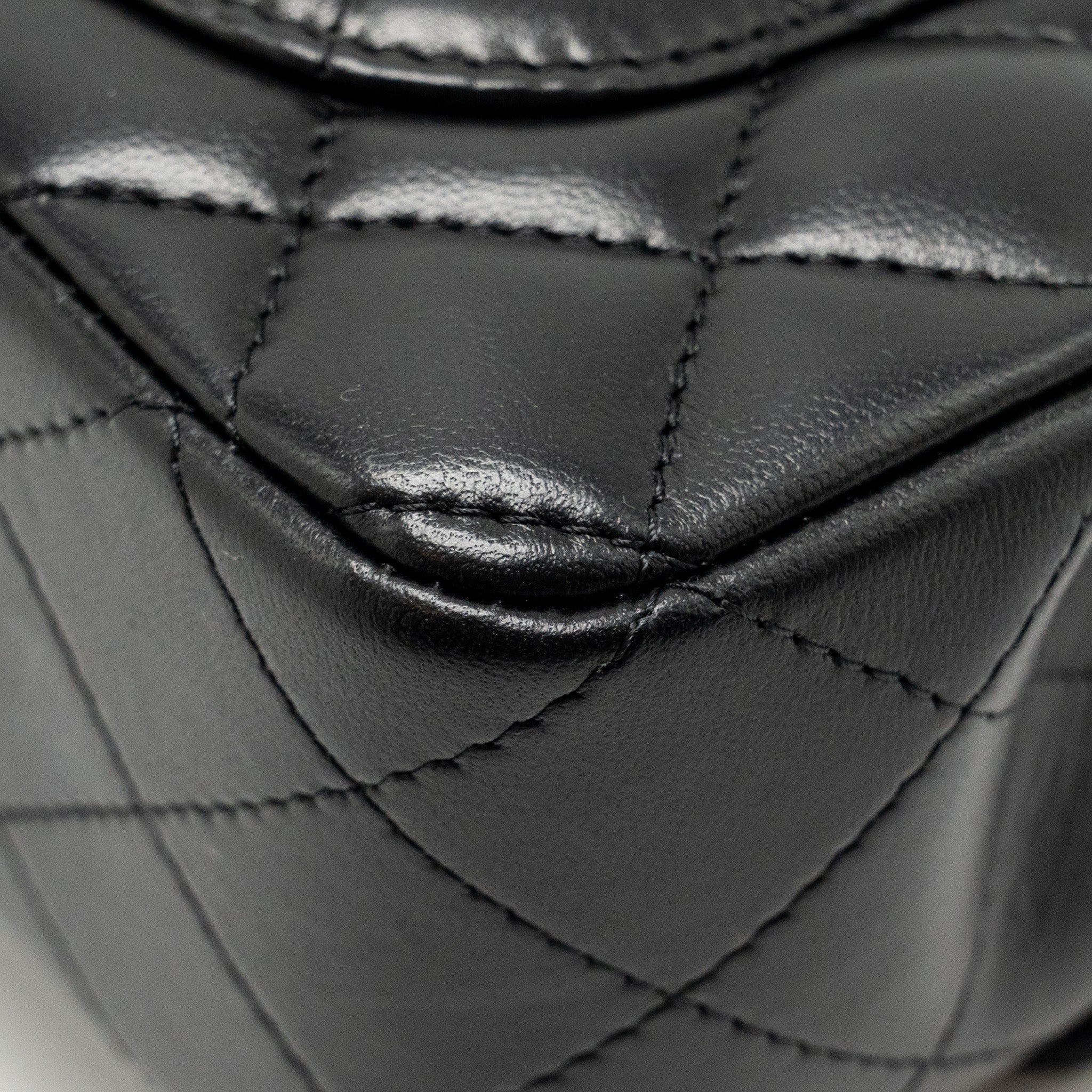 CHANEL TOP HANDLE MINI RECTANGULAR FLAP BAG LAMBSKIN SO BLACK