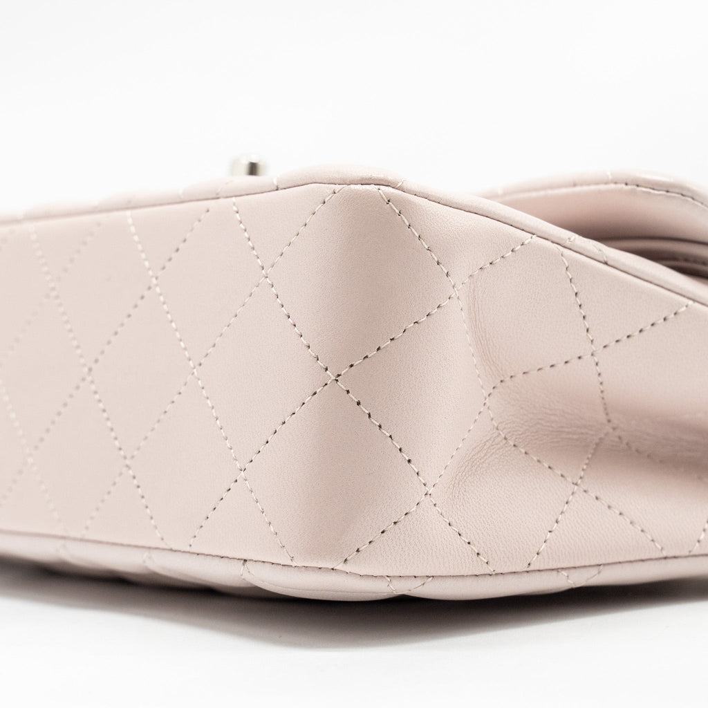 CHANEL SMALL CLASSIC DOUBLE FLAP BAG LAMBSKIN LIGHT PURPLE SHW (MICROCHIP)