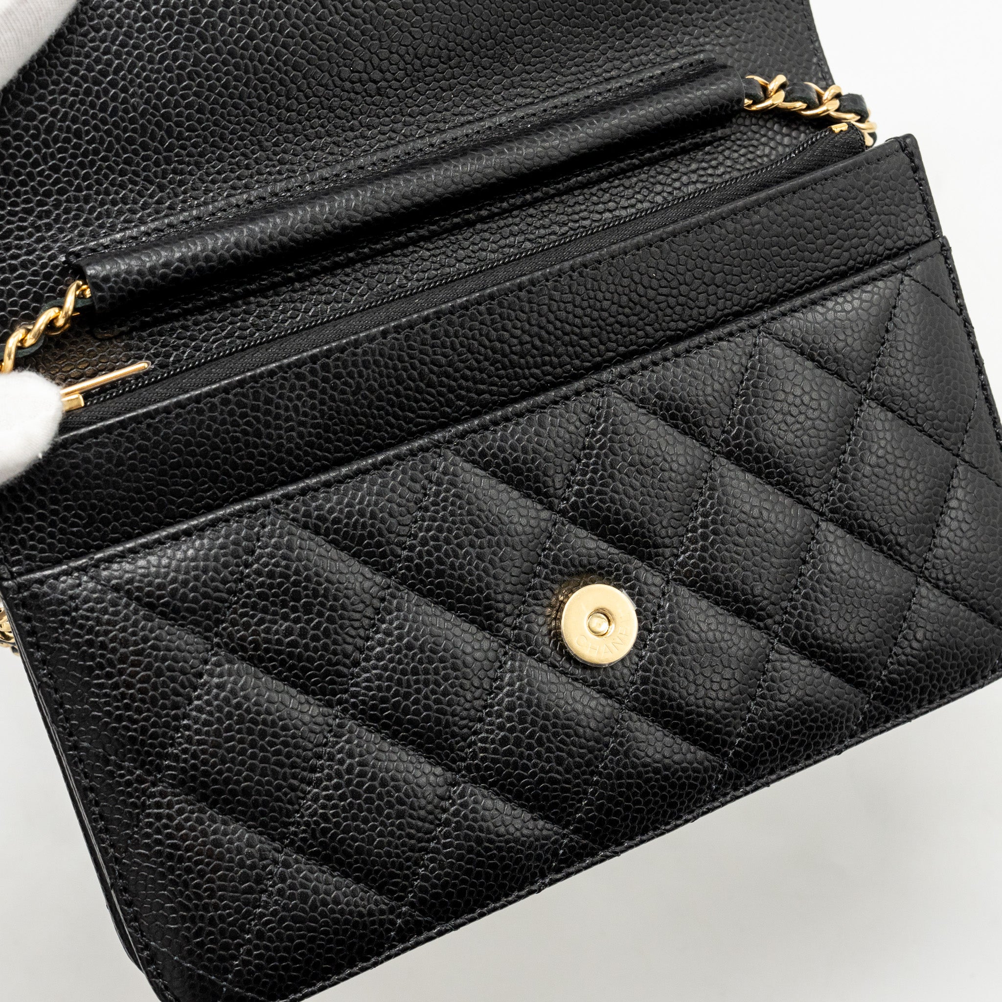 CHANEL CLASSIC WALLET ON CHAIN CAVIAR BLACK GHW(MICROCHIP)