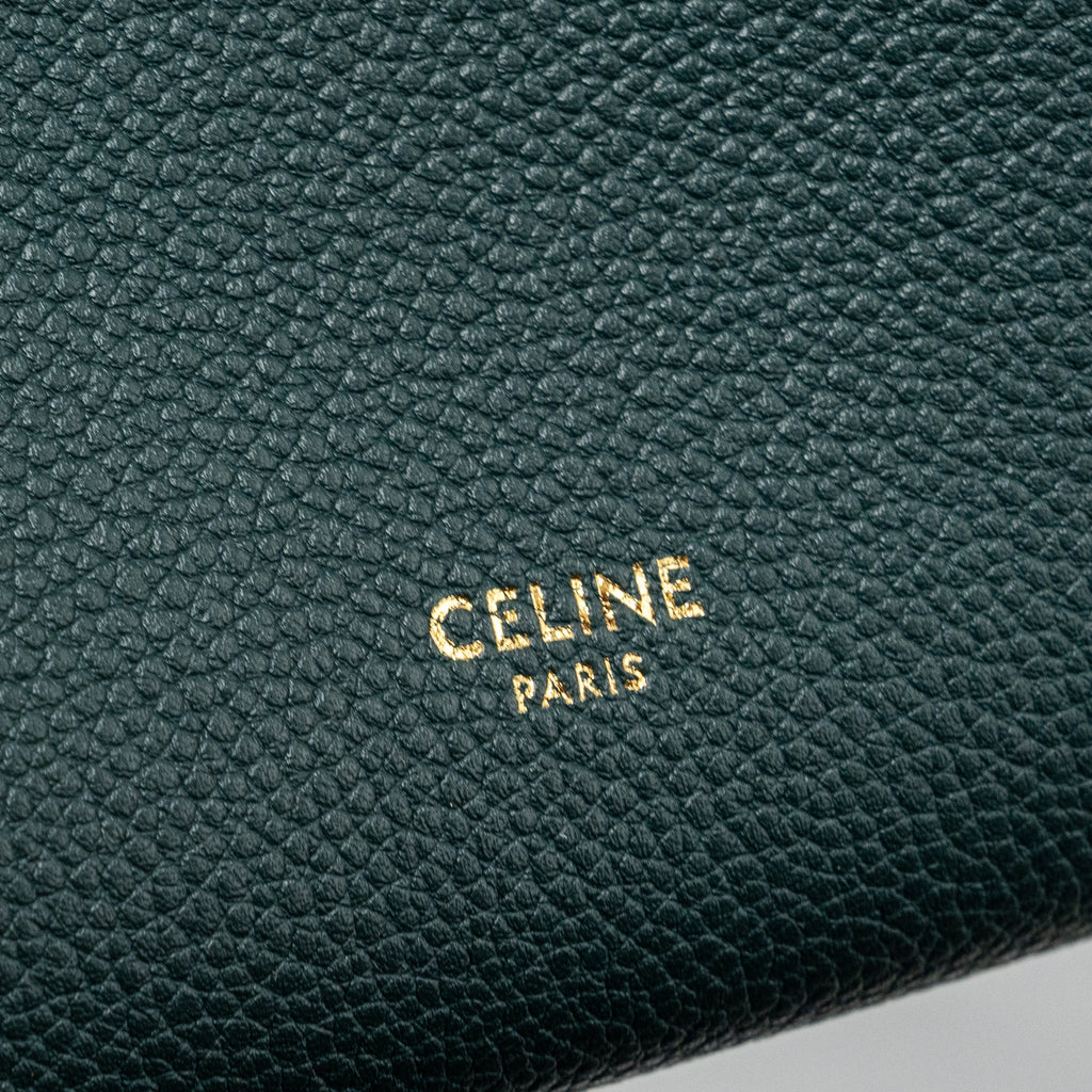 CELINE SMALL SANGLE BUCKET BAG CALFSKIN DARK GREEN GHW