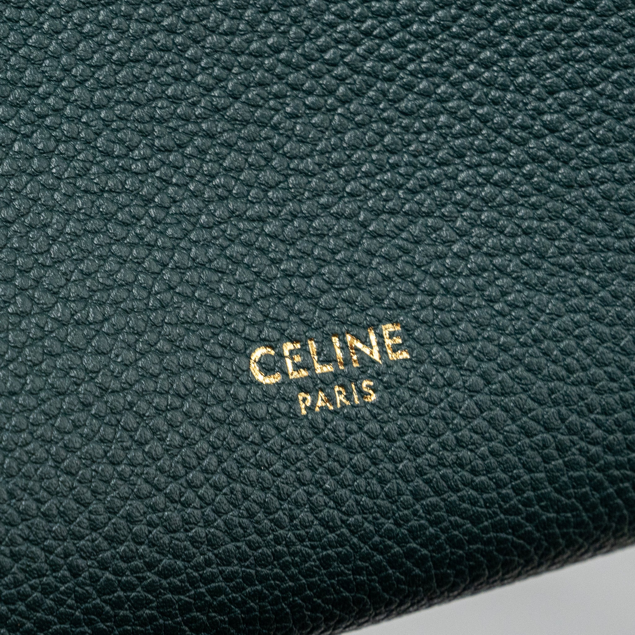 CELINE SMALL SANGLE BUCKET BAG CALFSKIN DARK GREEN GHW
