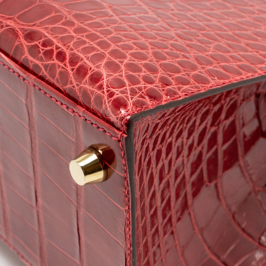 HERMES KELLY 25 CROCODILE POROUS BRAISE GHW