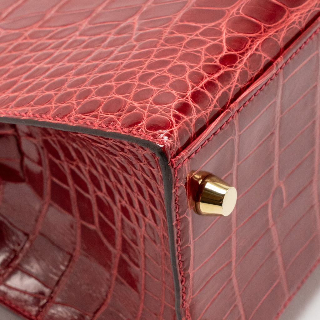 HERMES KELLY 25 CROCODILE POROUS BRAISE GHW